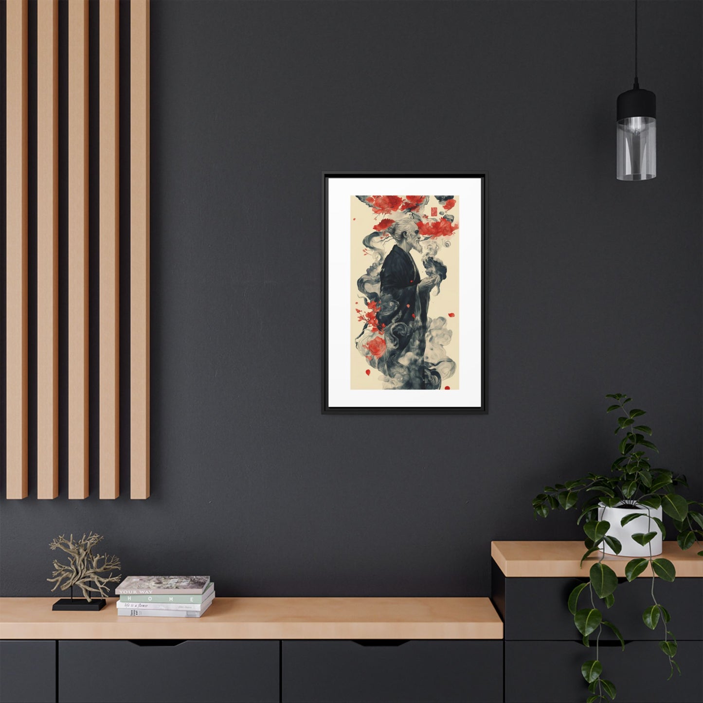 Serenity in Smoke – Zen Monk Framed Canvas Art