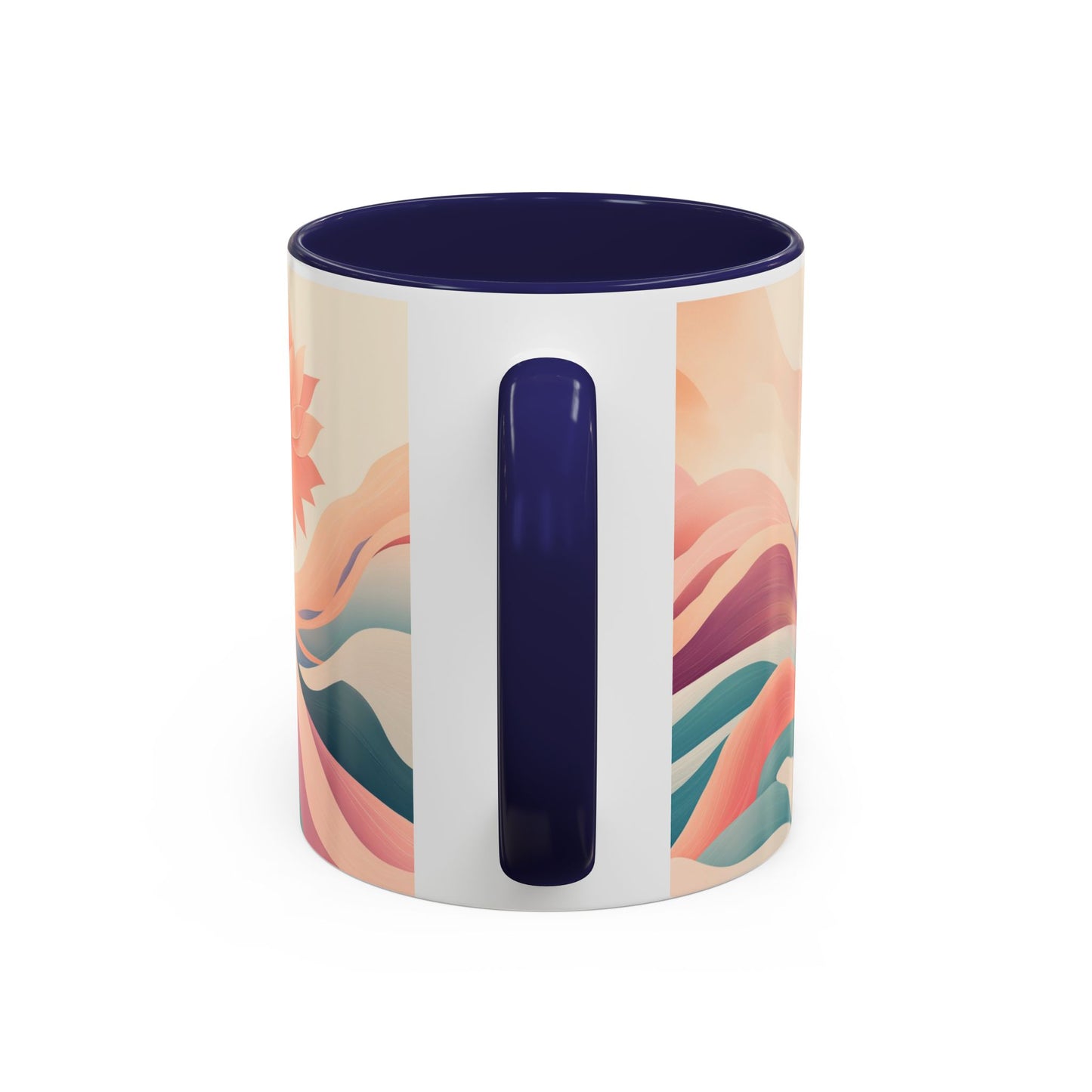 Serenity Flow Accent Kaffeetasse – 11oz und 15oz mit rosa, marineblauer oder schwarzer Innenseite