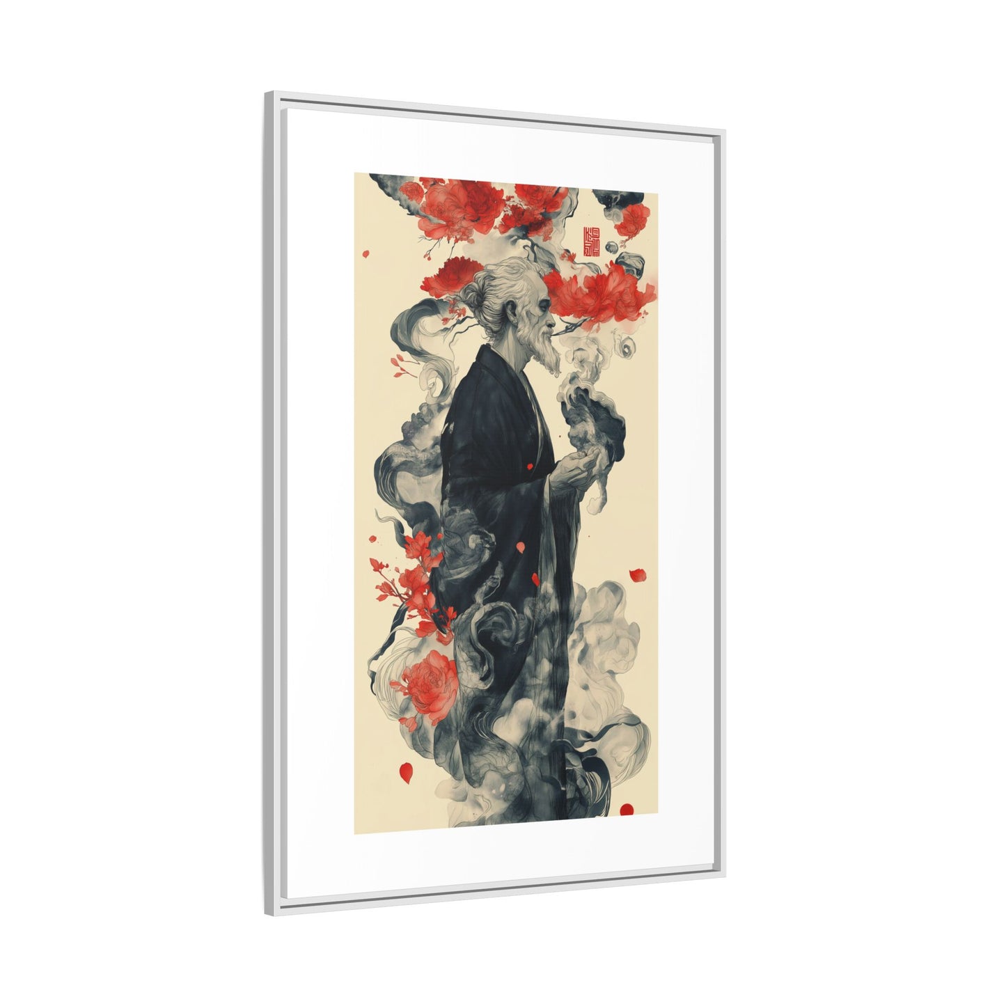 Serenity in Smoke – Zen Monk Framed Canvas Art