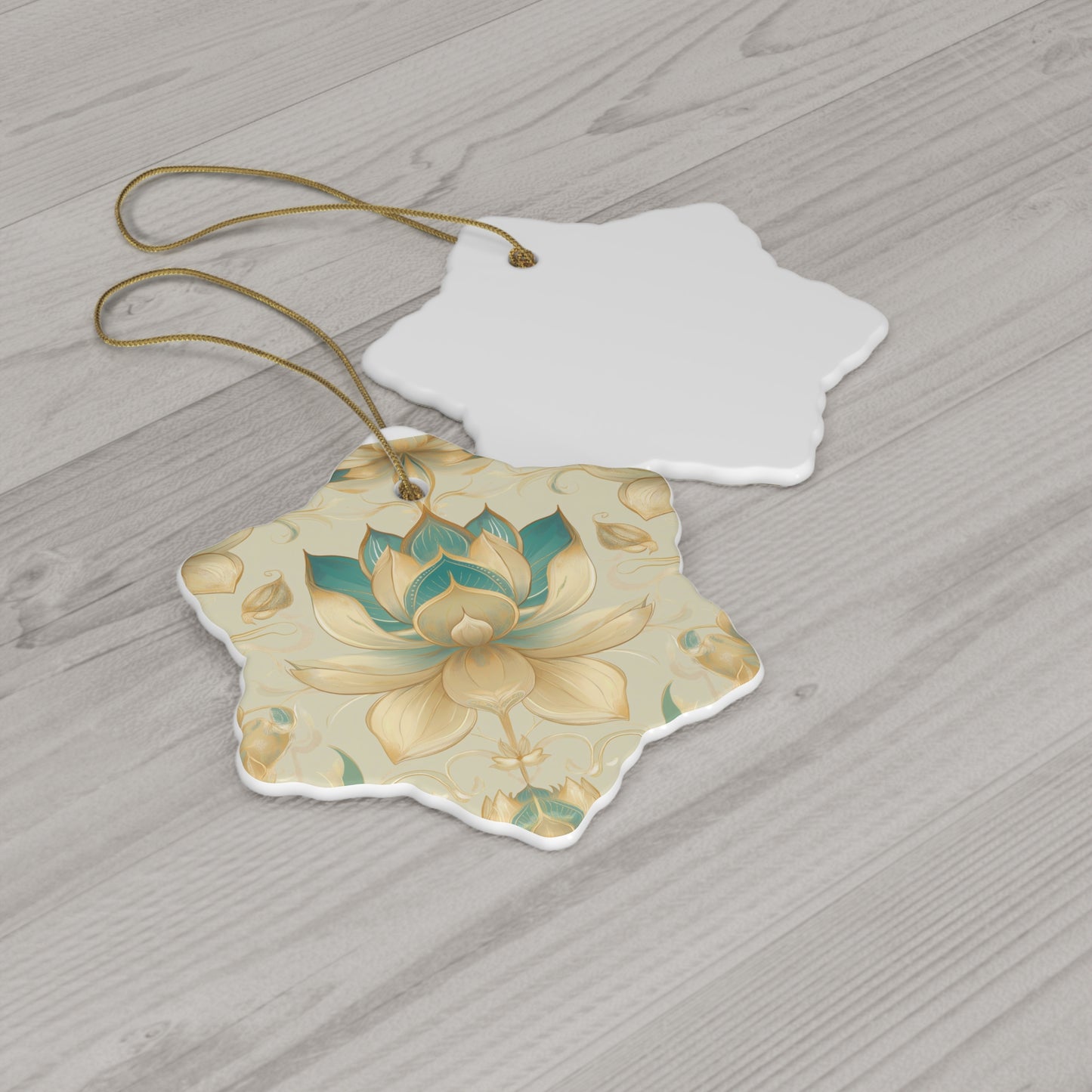 Lotus Blossom Ceramic Christmas Ornament | Star Shape | 4 Shapes Available