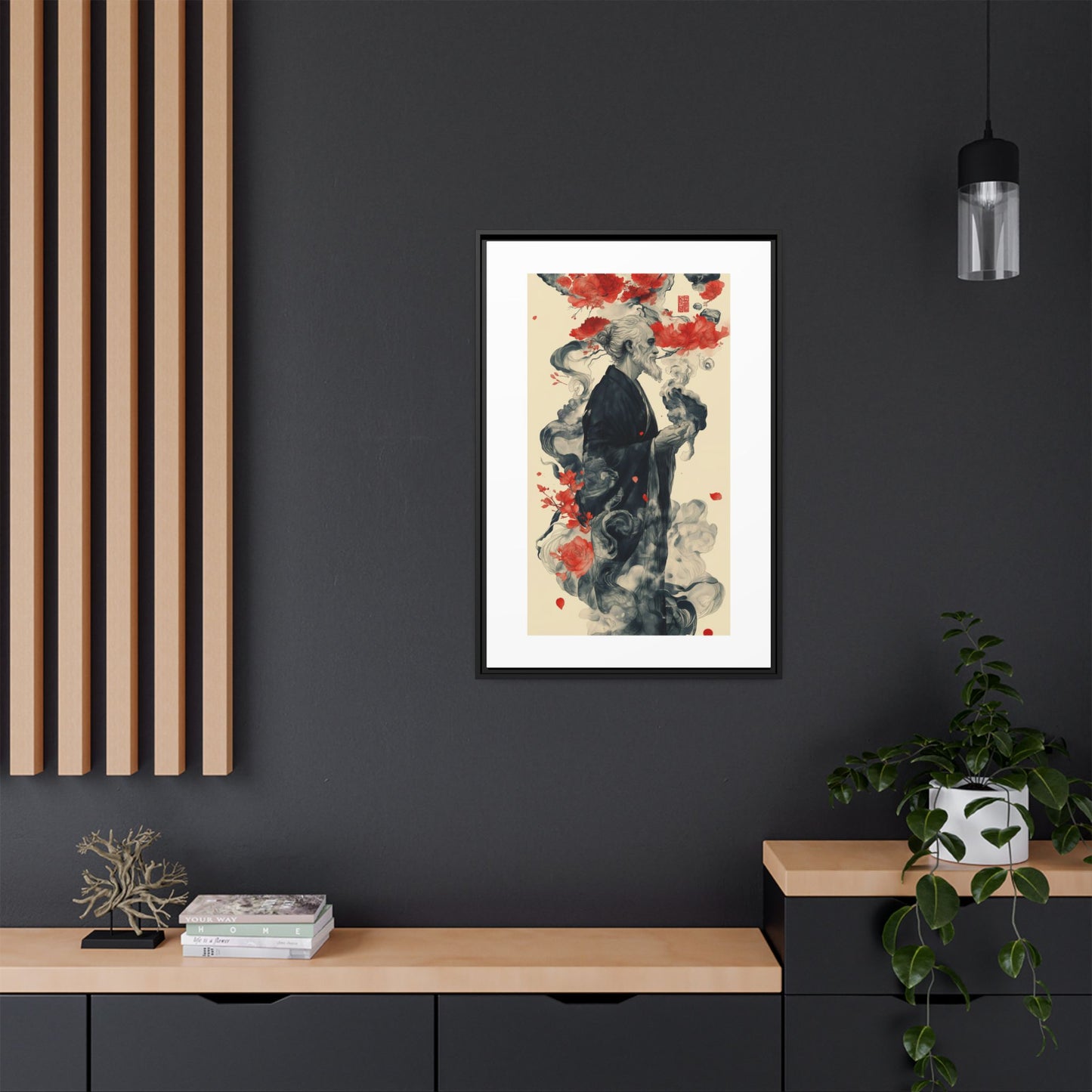 Serenity in Smoke – Zen Monk Framed Canvas Art