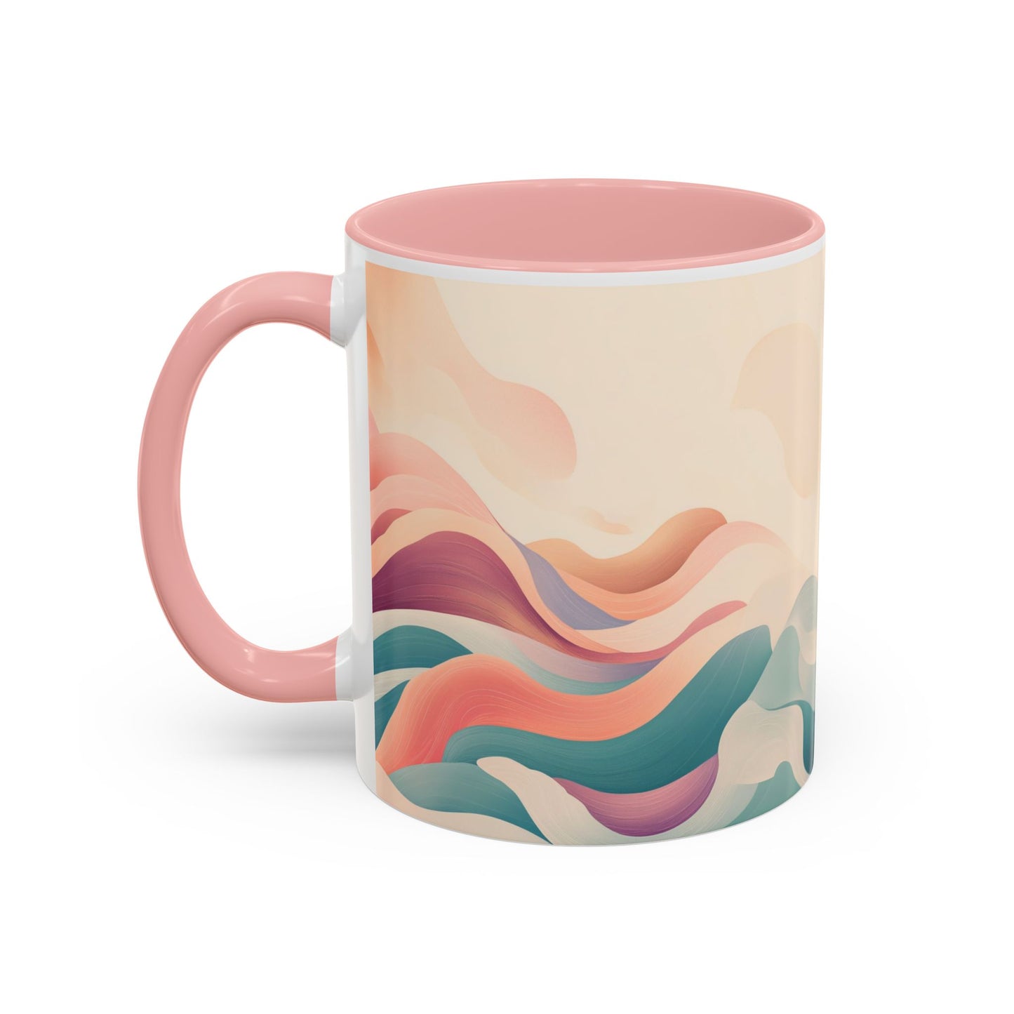 Serenity Flow Accent Kaffeetasse – 11oz und 15oz mit rosa, marineblauer oder schwarzer Innenseite