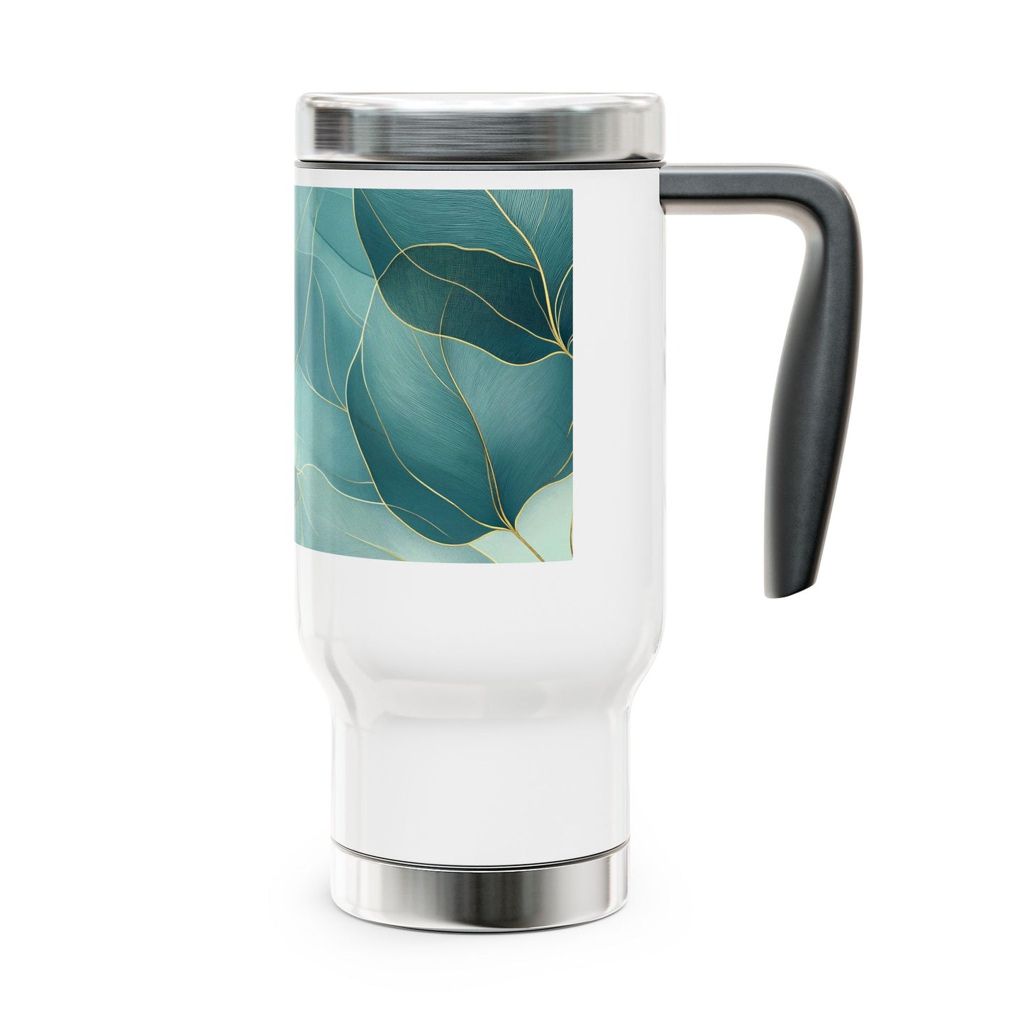 Serene Escape Stainless Steel Travel Mug | 14oz | Spill-Resistant with Handle