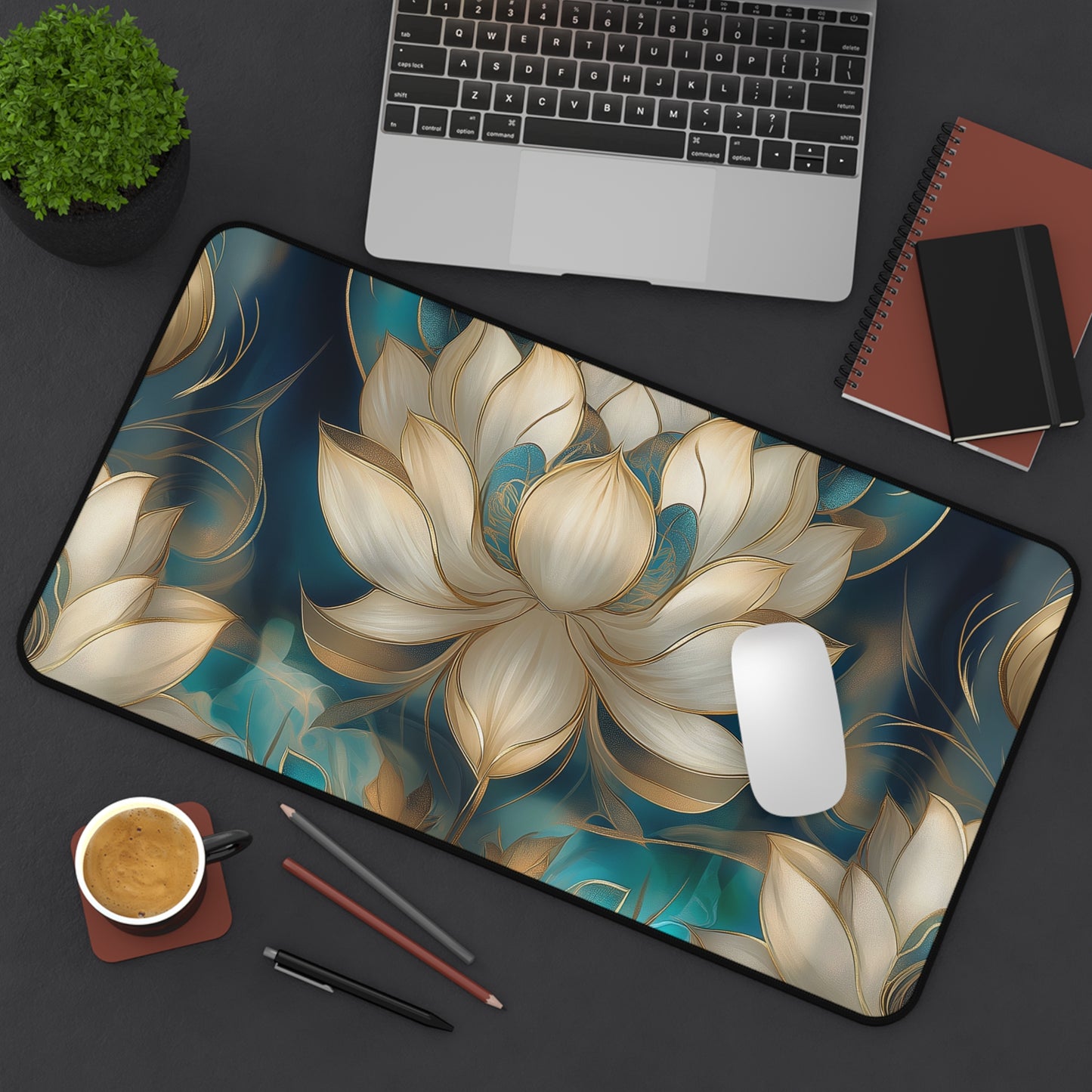 Lotus Blossom Desk Mat | Customizable Anti-Slip Mat for Work or Home Office