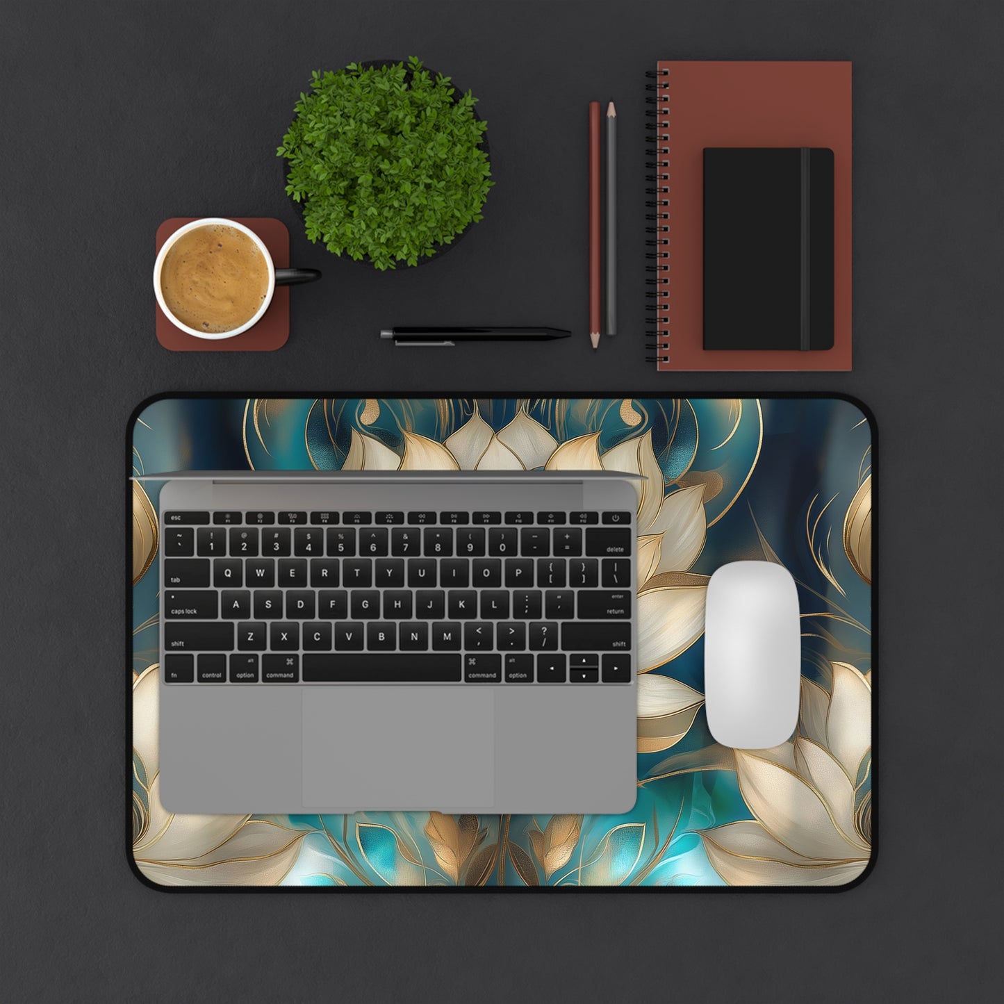 Lotus Blossom Desk Mat | Customizable Anti-Slip Mat for Work or Home Office