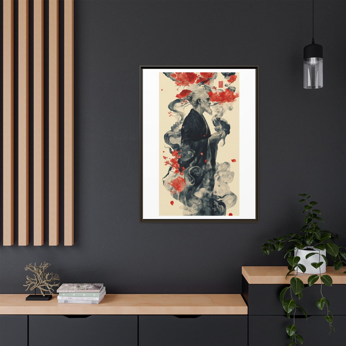 Serenity in Smoke – Zen Monk Framed Canvas Art