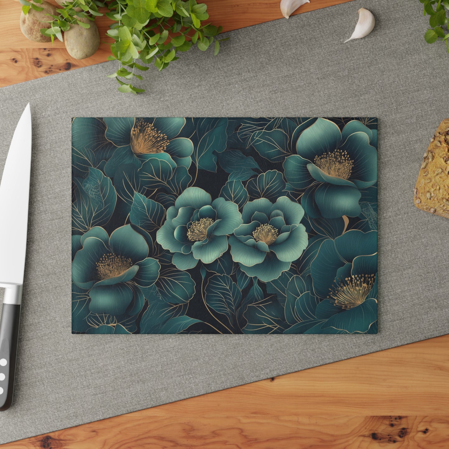 Floral Harmony Glass Cutting Board