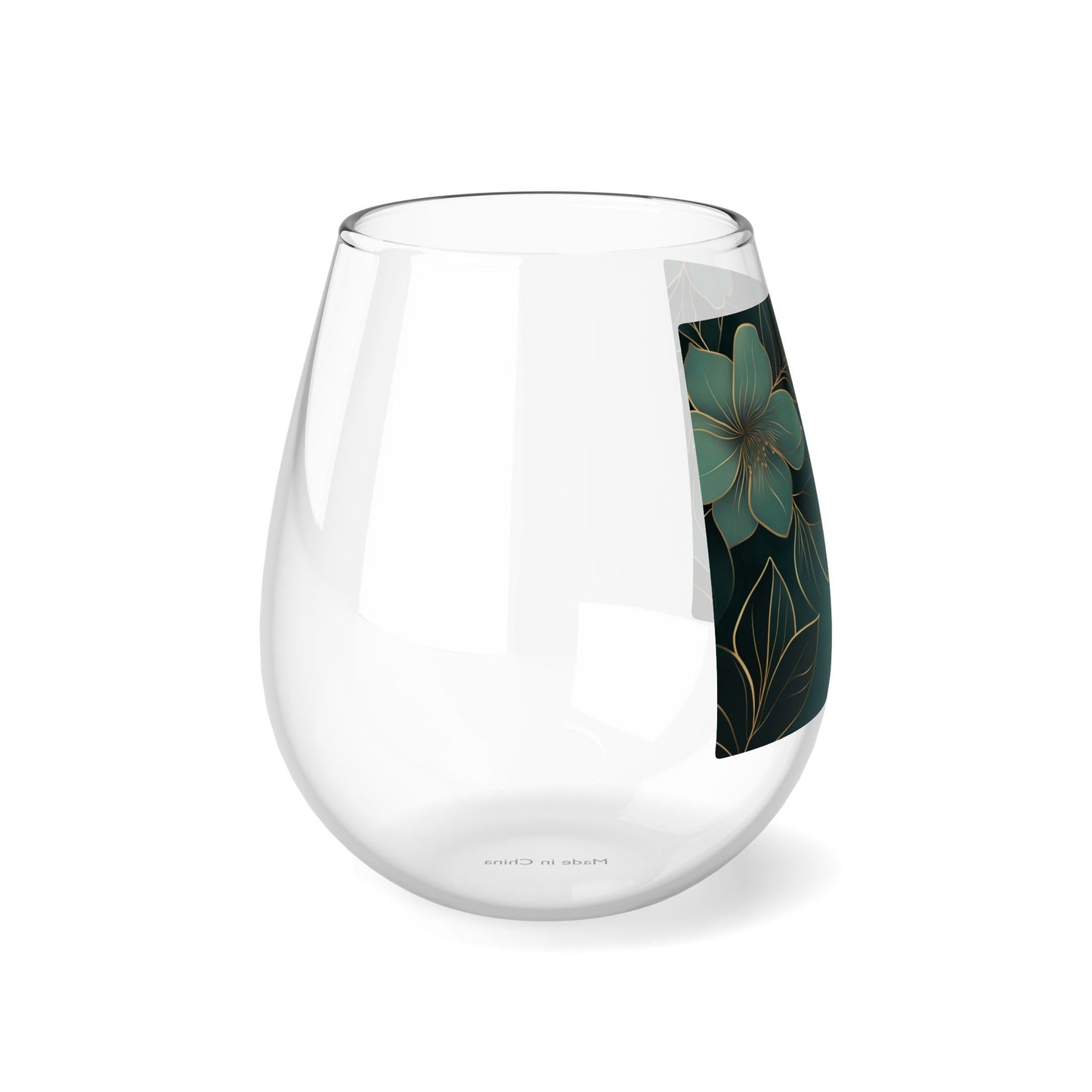 Tranquil Floral Stemless Wine Glass