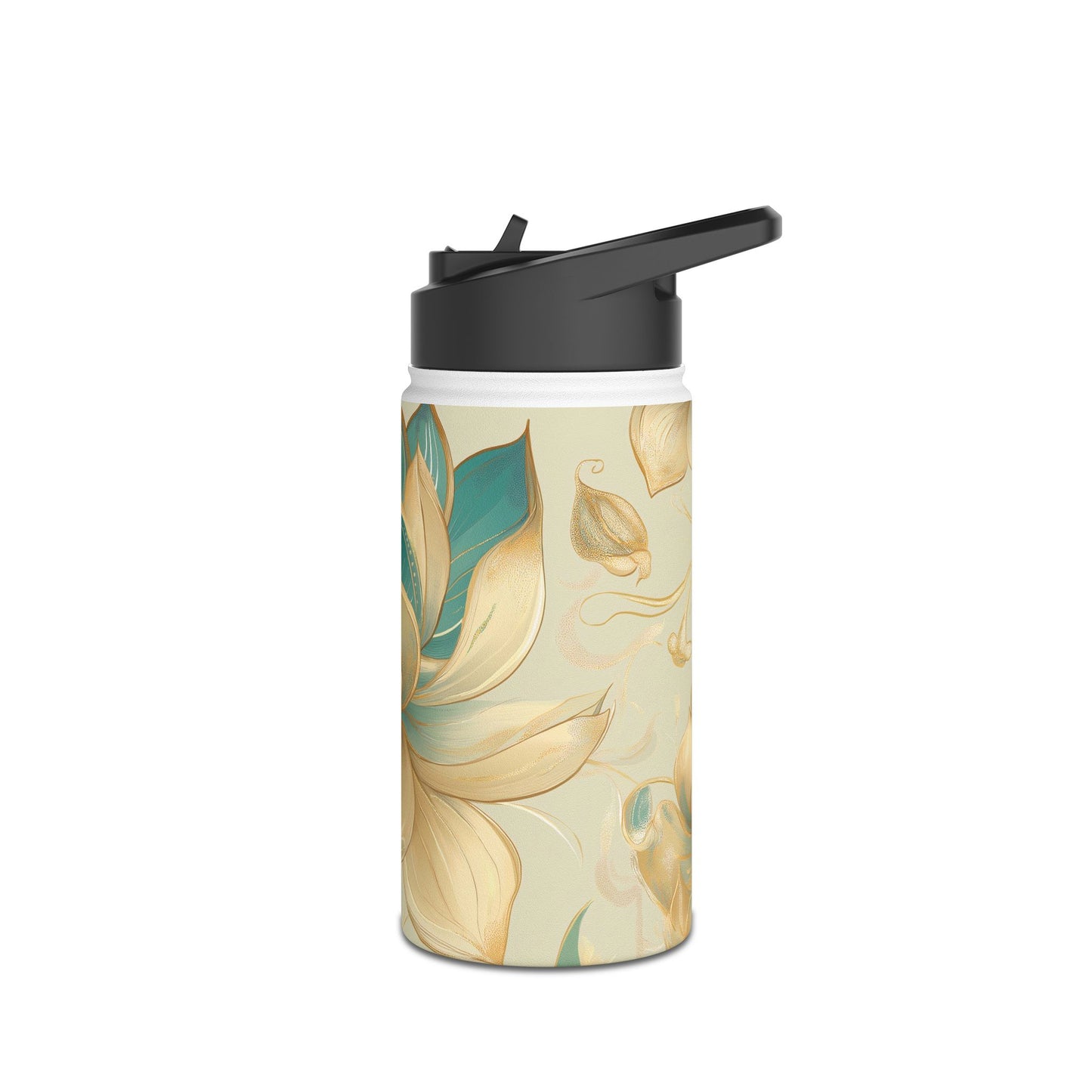 Golden Lotus Stainless Steel Water Bottle | Double-Wall Insulated