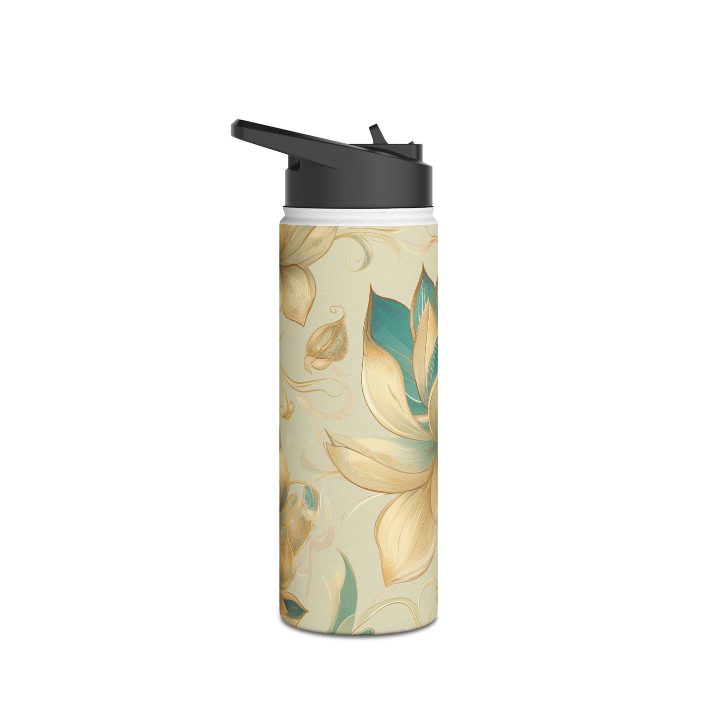 Golden Lotus Stainless Steel Water Bottle | Double-Wall Insulated