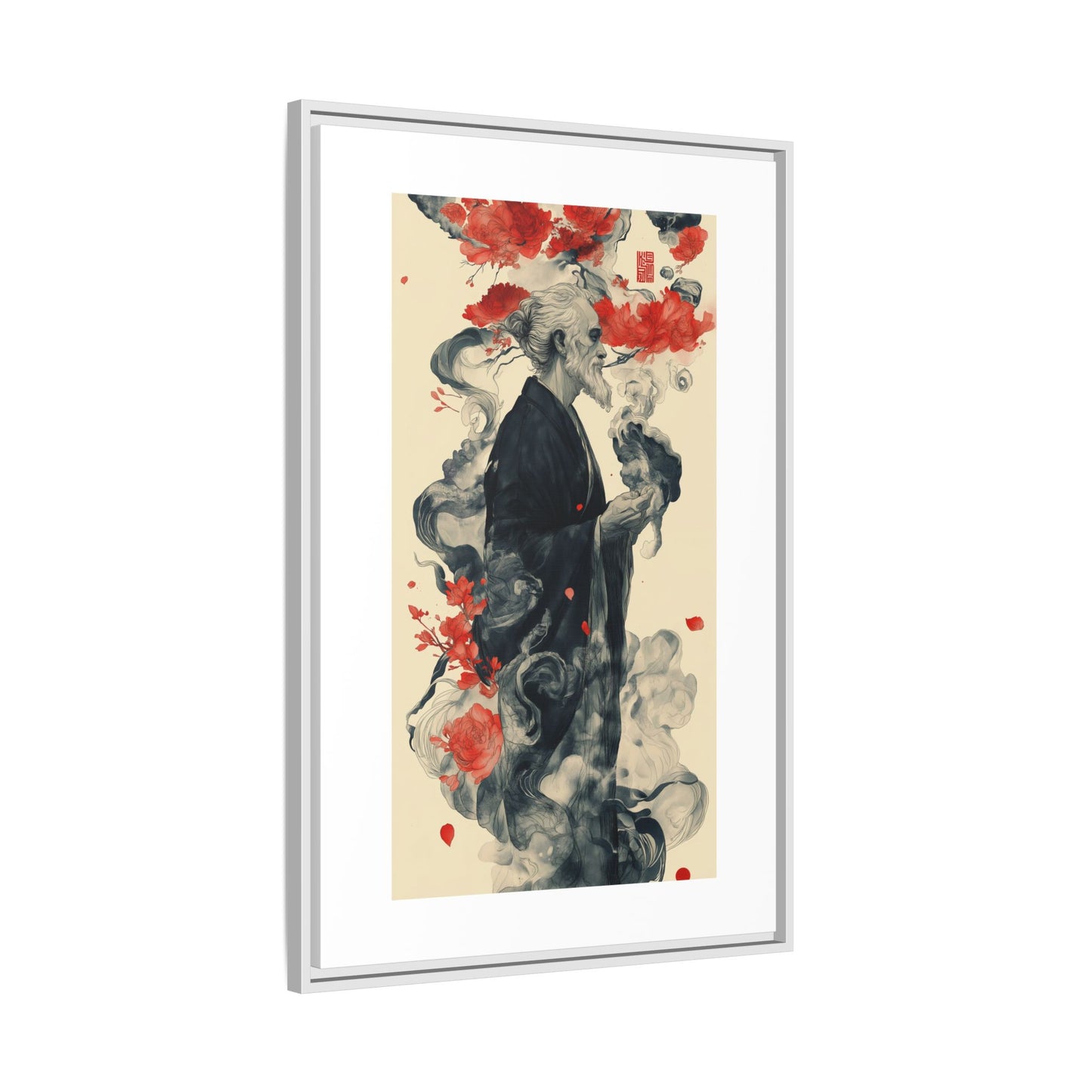 Serenity in Smoke – Zen Monk Framed Canvas Art