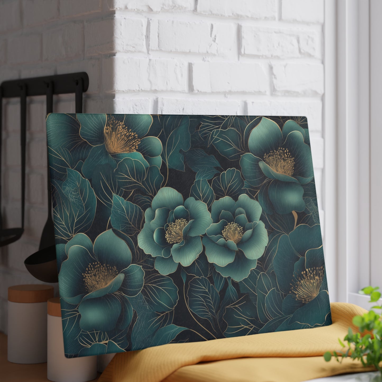 Floral Harmony Glass Cutting Board