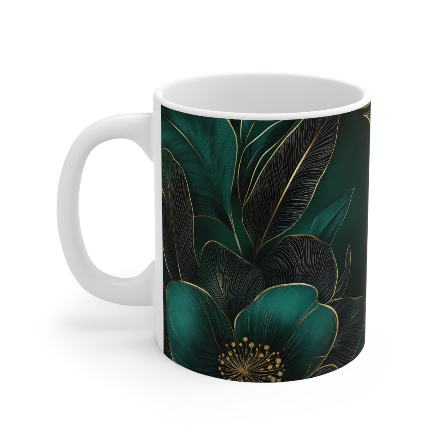 Floral Elegance Ceramic Mug | 11oz | Perfect for Coffee, Tea & More