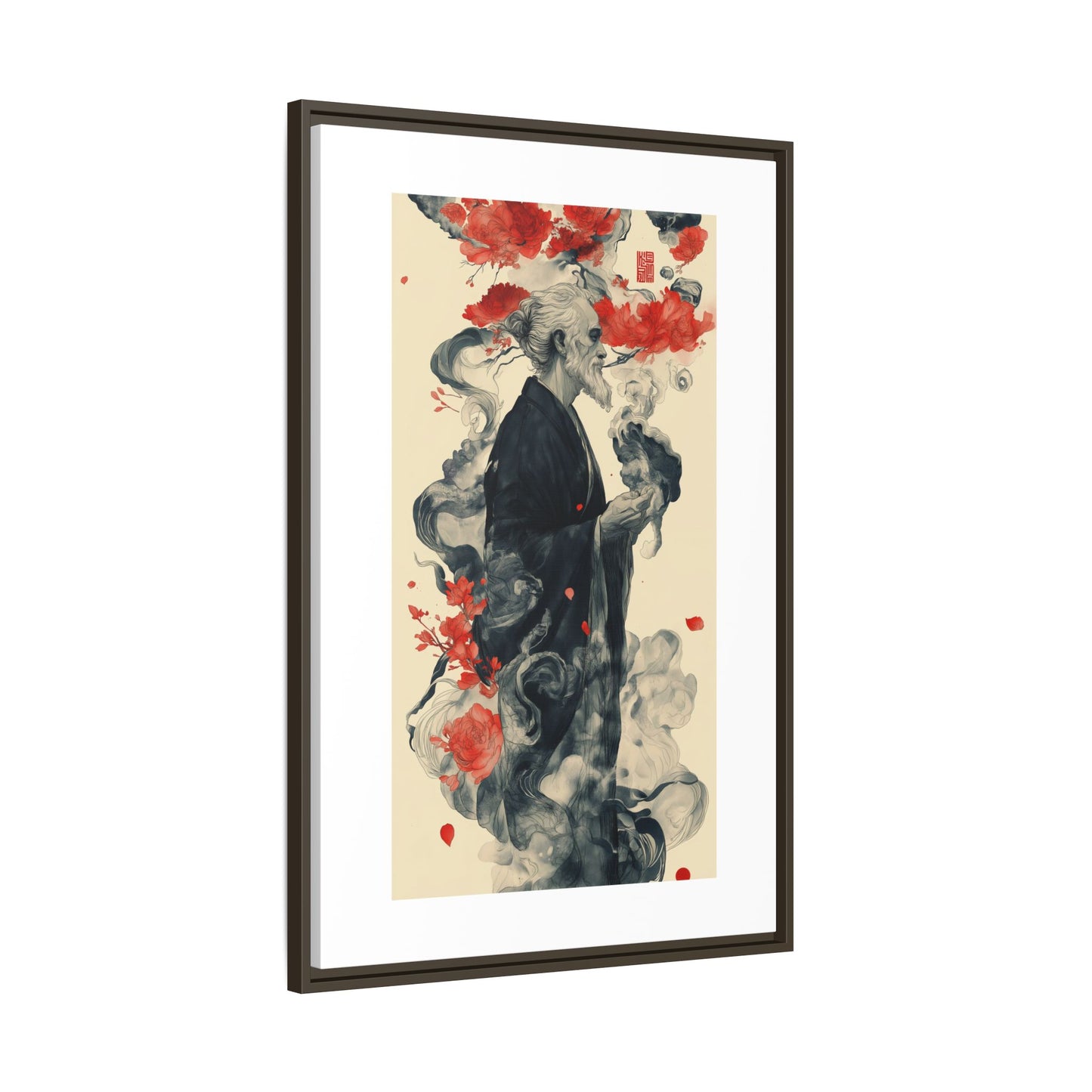 Serenity in Smoke – Zen Monk Framed Canvas Art