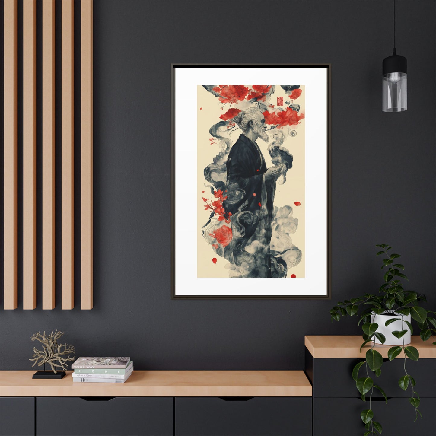 Serenity in Smoke – Zen Monk Framed Canvas Art