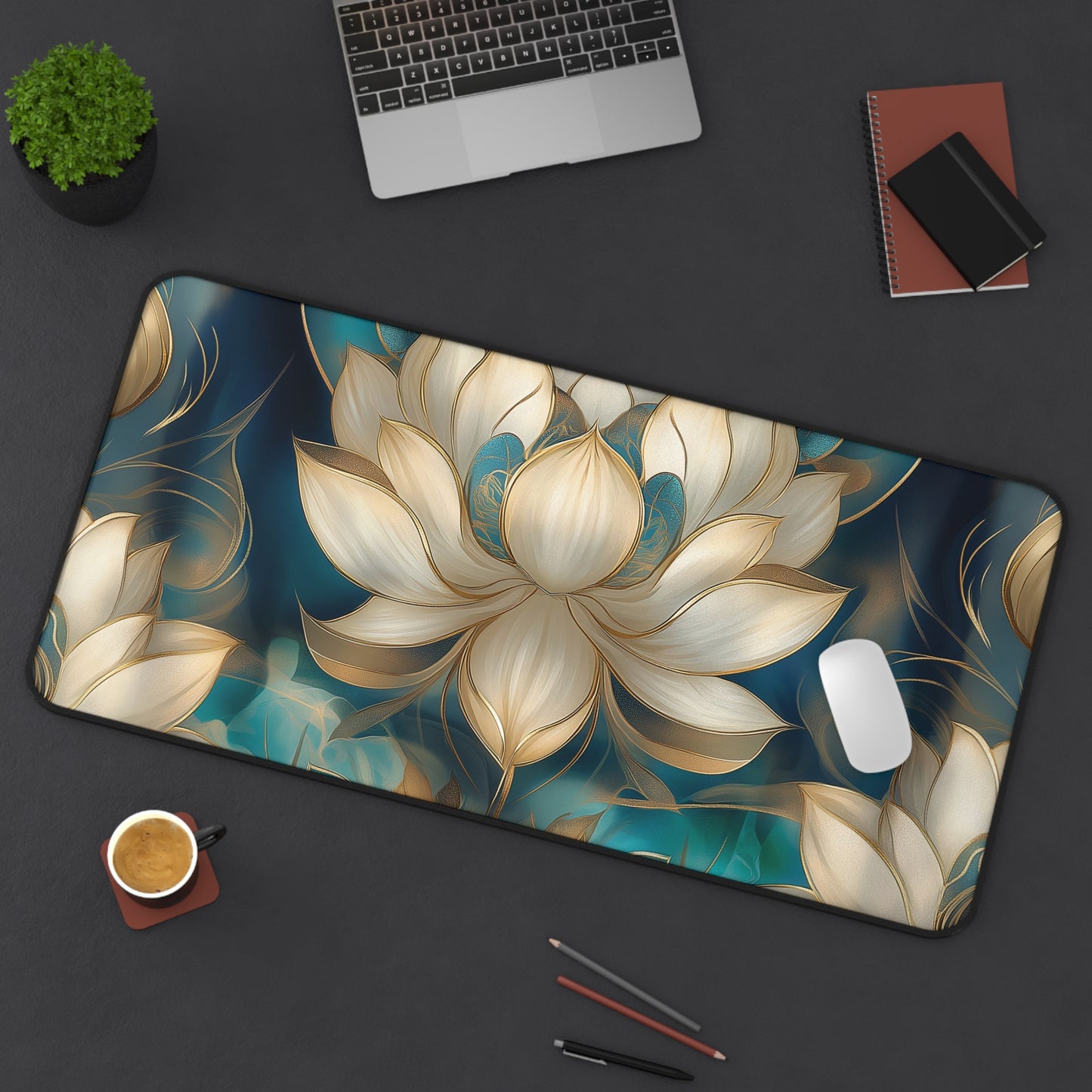 Lotus Blossom Desk Mat | Customizable Anti-Slip Mat for Work or Home Office