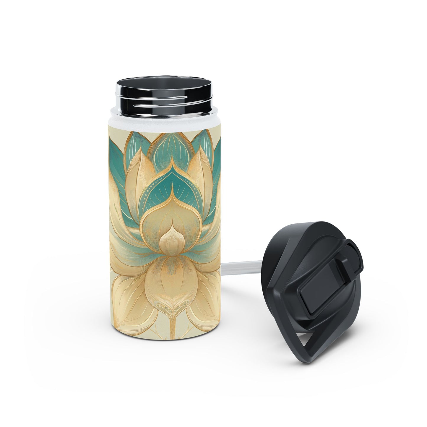 Golden Lotus Stainless Steel Water Bottle | Double-Wall Insulated