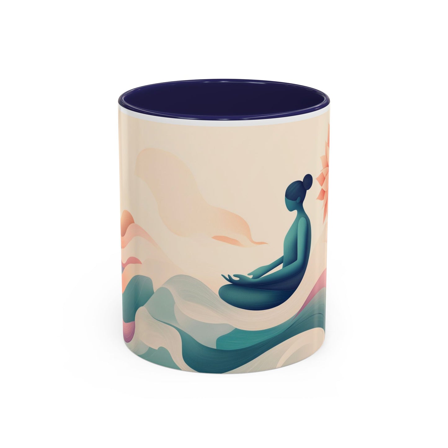 Serenity Flow Accent Kaffeetasse – 11oz und 15oz mit rosa, marineblauer oder schwarzer Innenseite