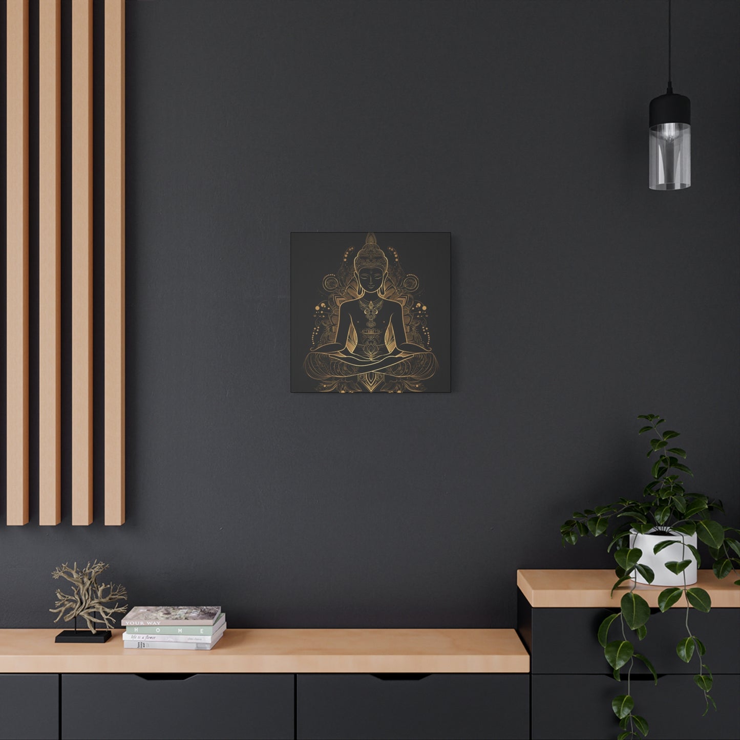 Golden Buddha Meditation Matte Canvas | 1.25" Stretched Wall Art | Mind Glow Retreat