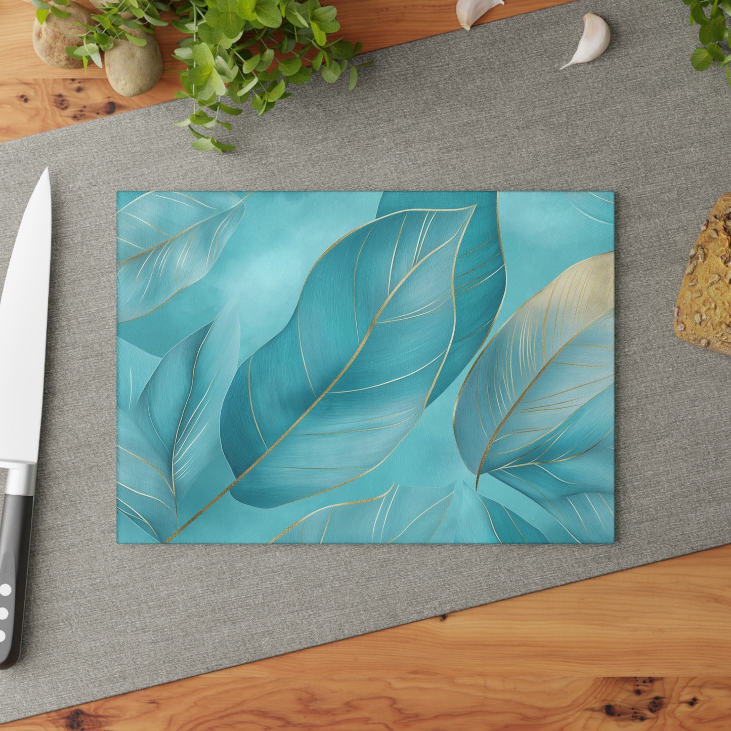 Serene Leaf Glass Cutting Board