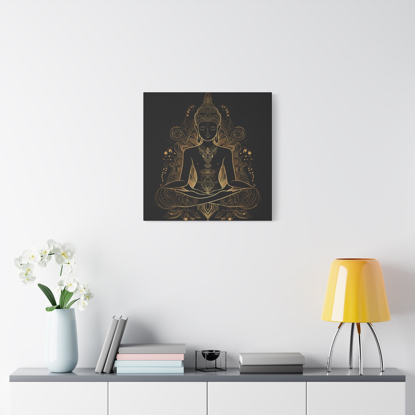 Golden Buddha Meditation Matte Canvas | 1.25" Stretched Wall Art | Mind Glow Retreat