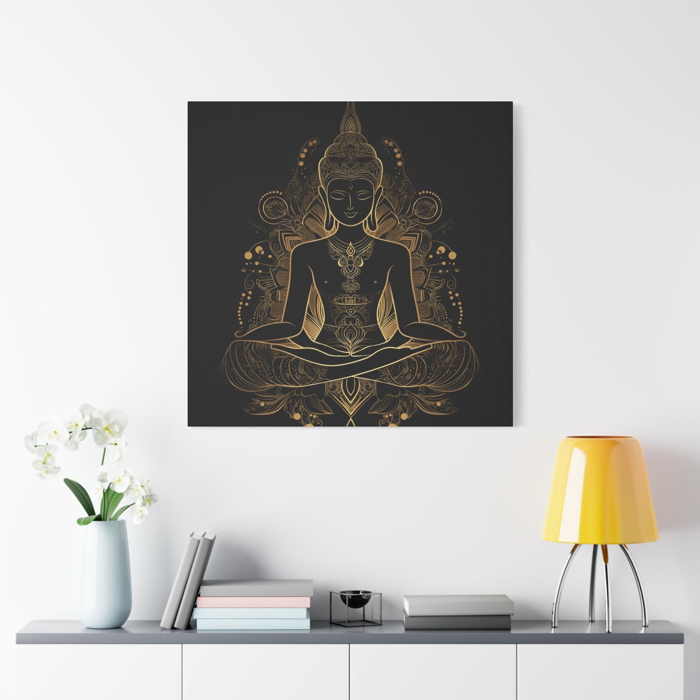 Golden Buddha Meditation Matte Canvas | 1.25" Stretched Wall Art | Mind Glow Retreat