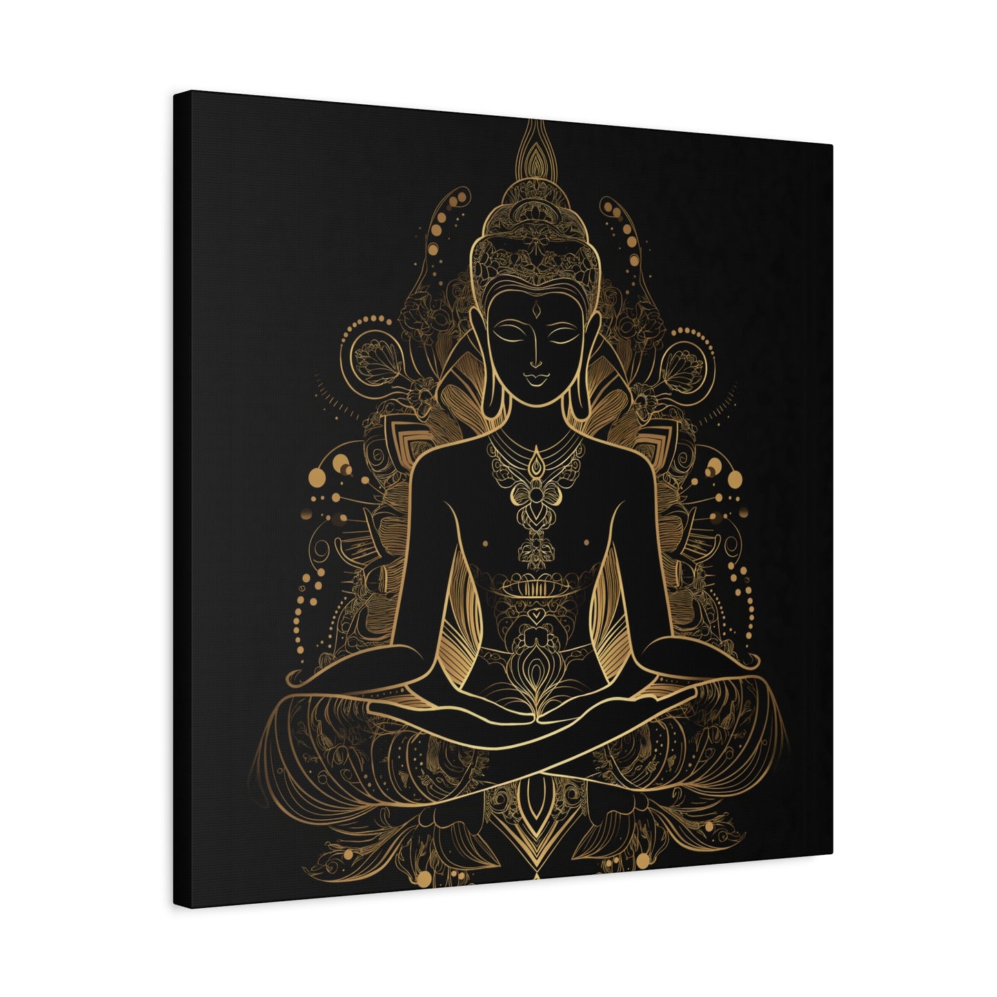 Golden Buddha Meditation Matte Canvas | 1.25" Stretched Wall Art | Mind Glow Retreat