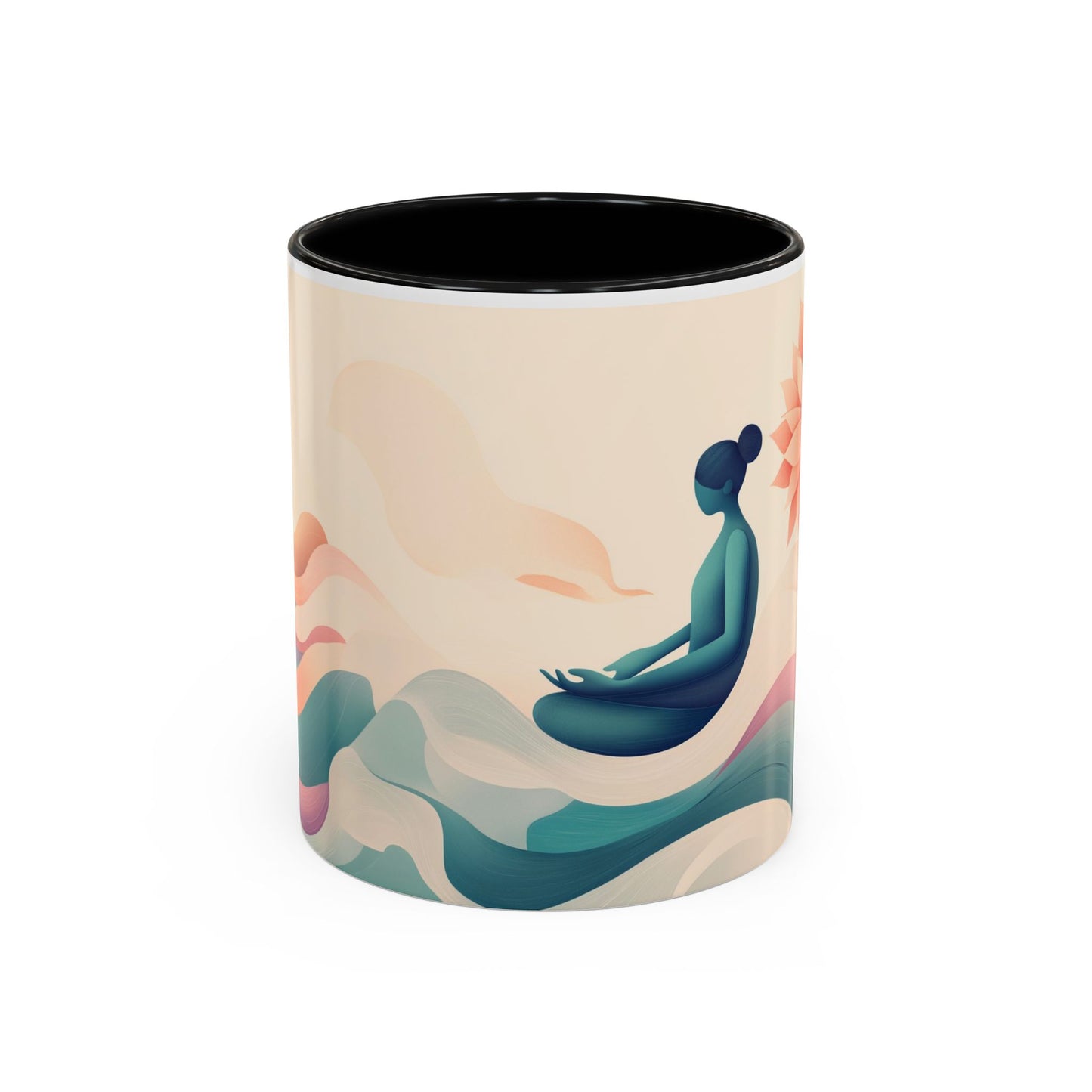 Serenity Flow Accent Kaffeetasse – 11oz und 15oz mit rosa, marineblauer oder schwarzer Innenseite