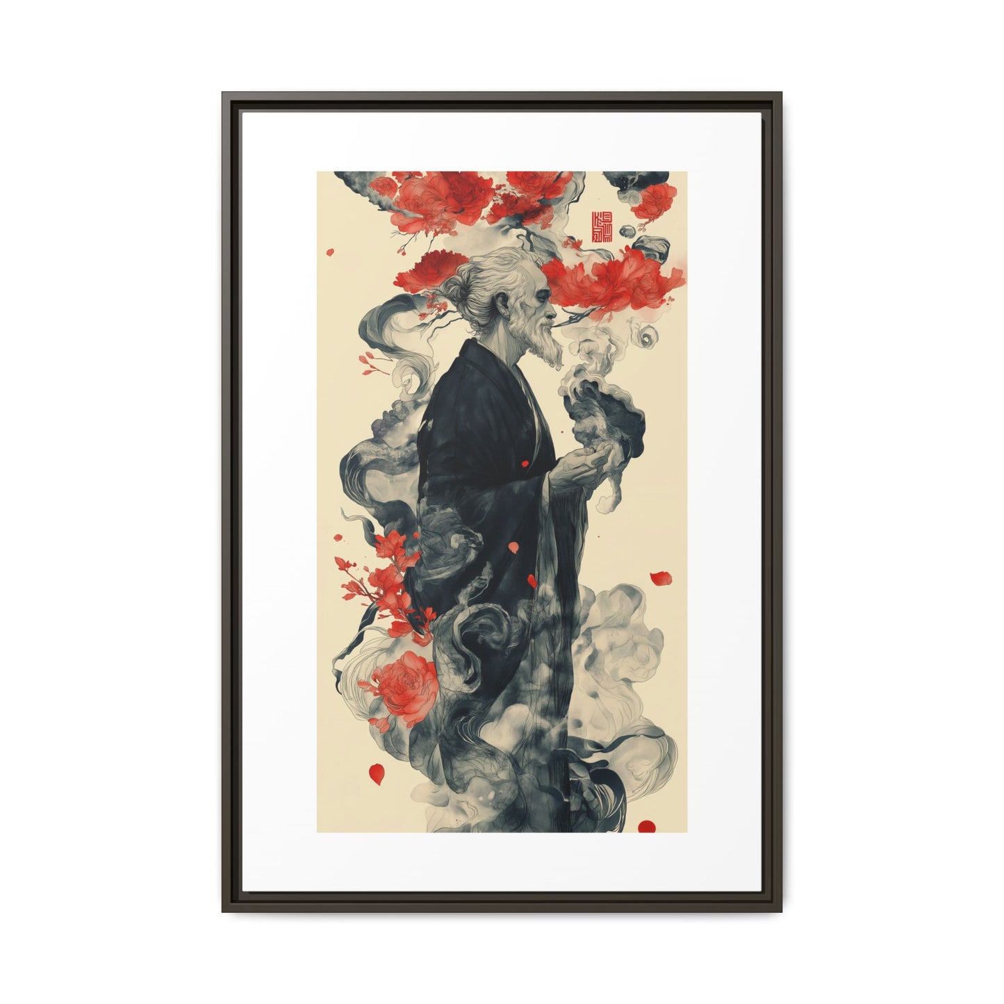 Serenity in Smoke – Zen Monk Framed Canvas Art