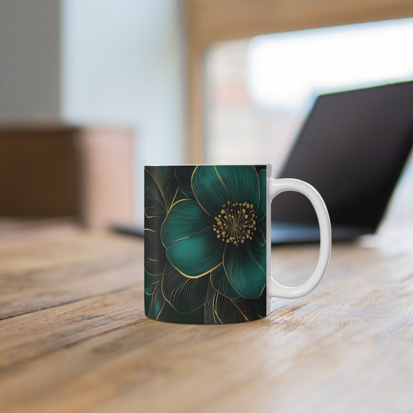 Floral Elegance Ceramic Mug | 11oz | Perfect for Coffee, Tea & More