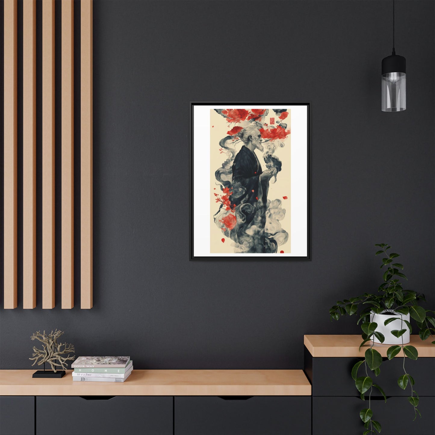 Serenity in Smoke – Zen Monk Framed Canvas Art