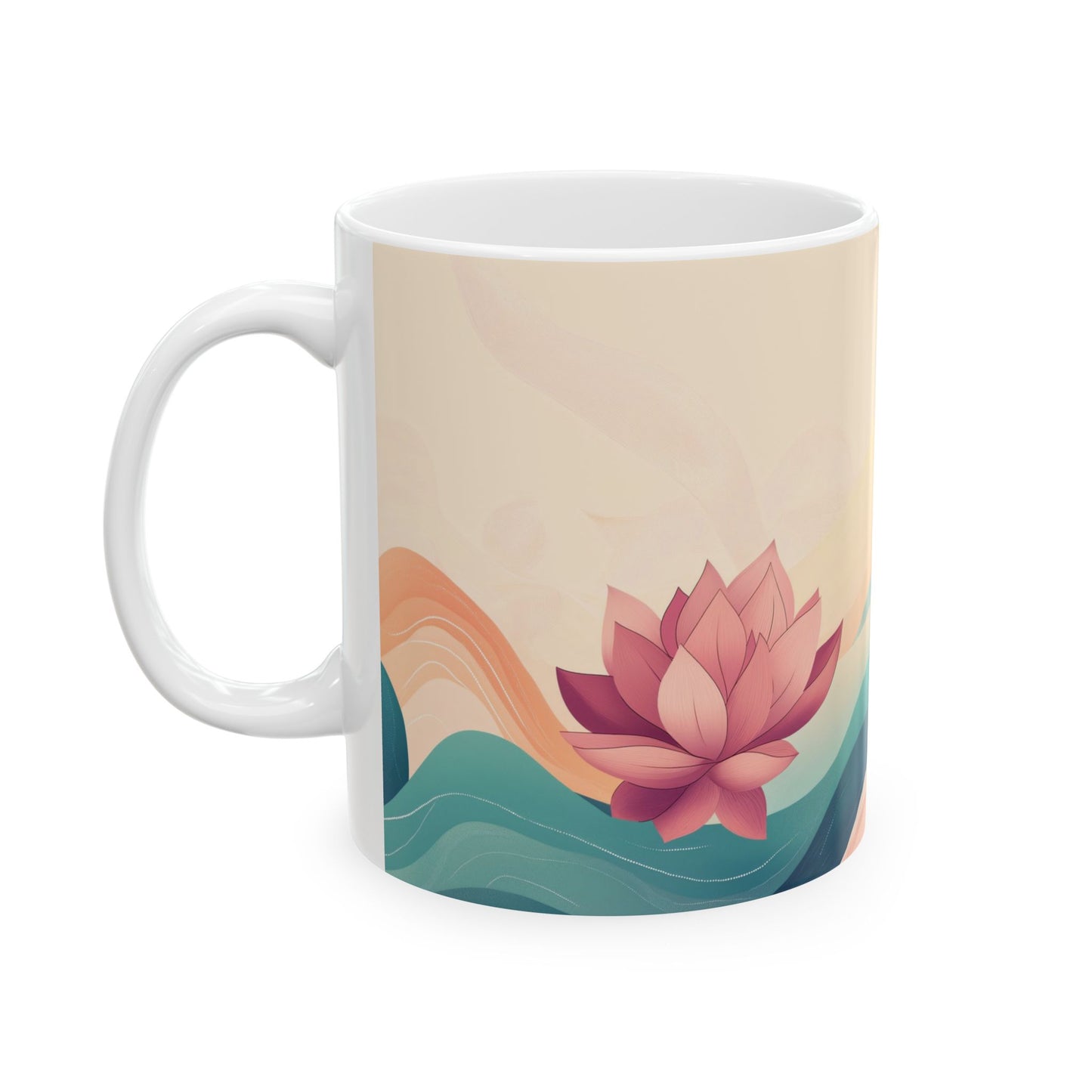 Mindful Flow Keramik-Kaffeetasse – 11oz &amp; 15oz mit weißer Innenseite