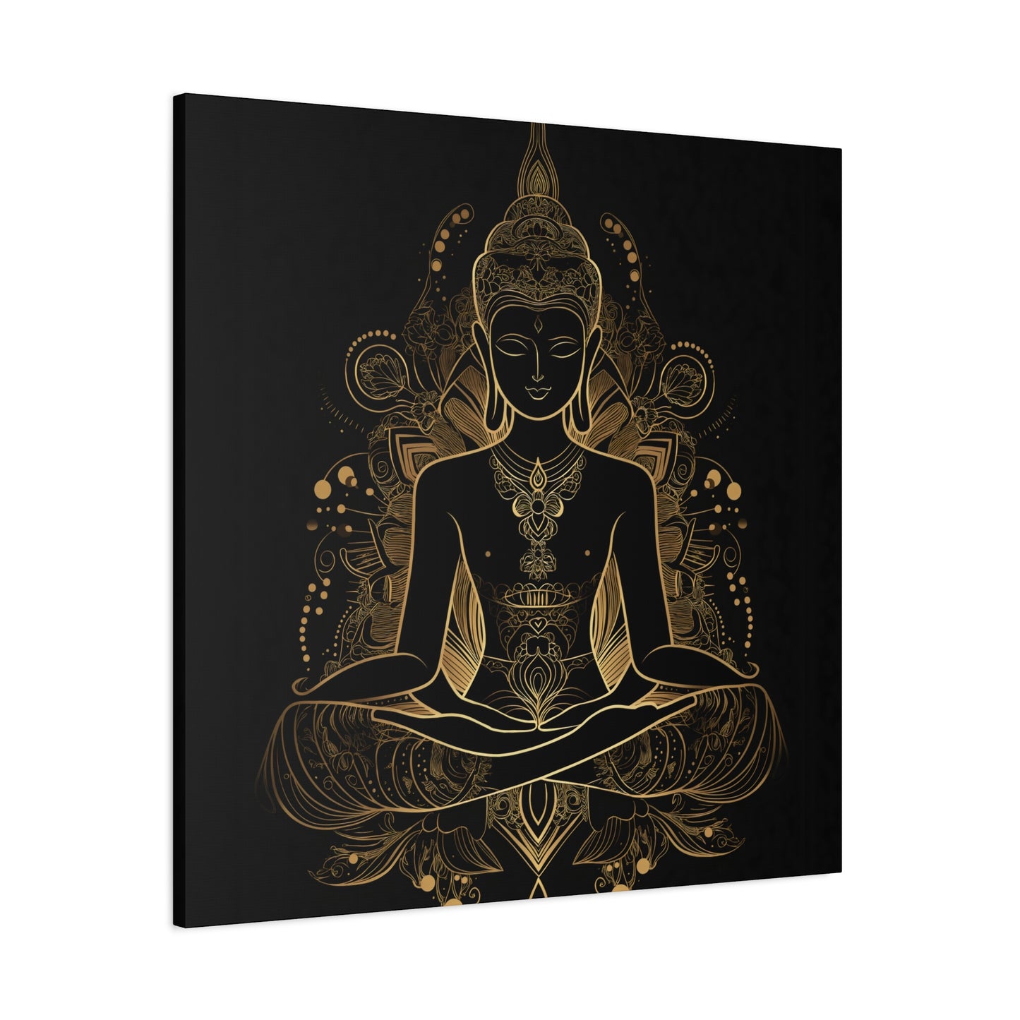 Golden Buddha Meditation Matte Canvas | 1.25" Stretched Wall Art | Mind Glow Retreat