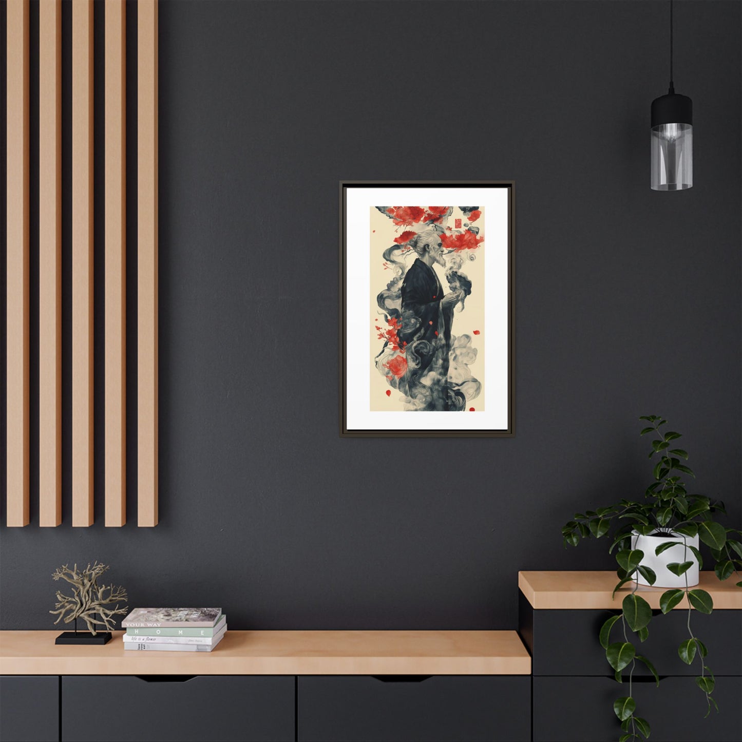 Serenity in Smoke – Zen Monk Framed Canvas Art