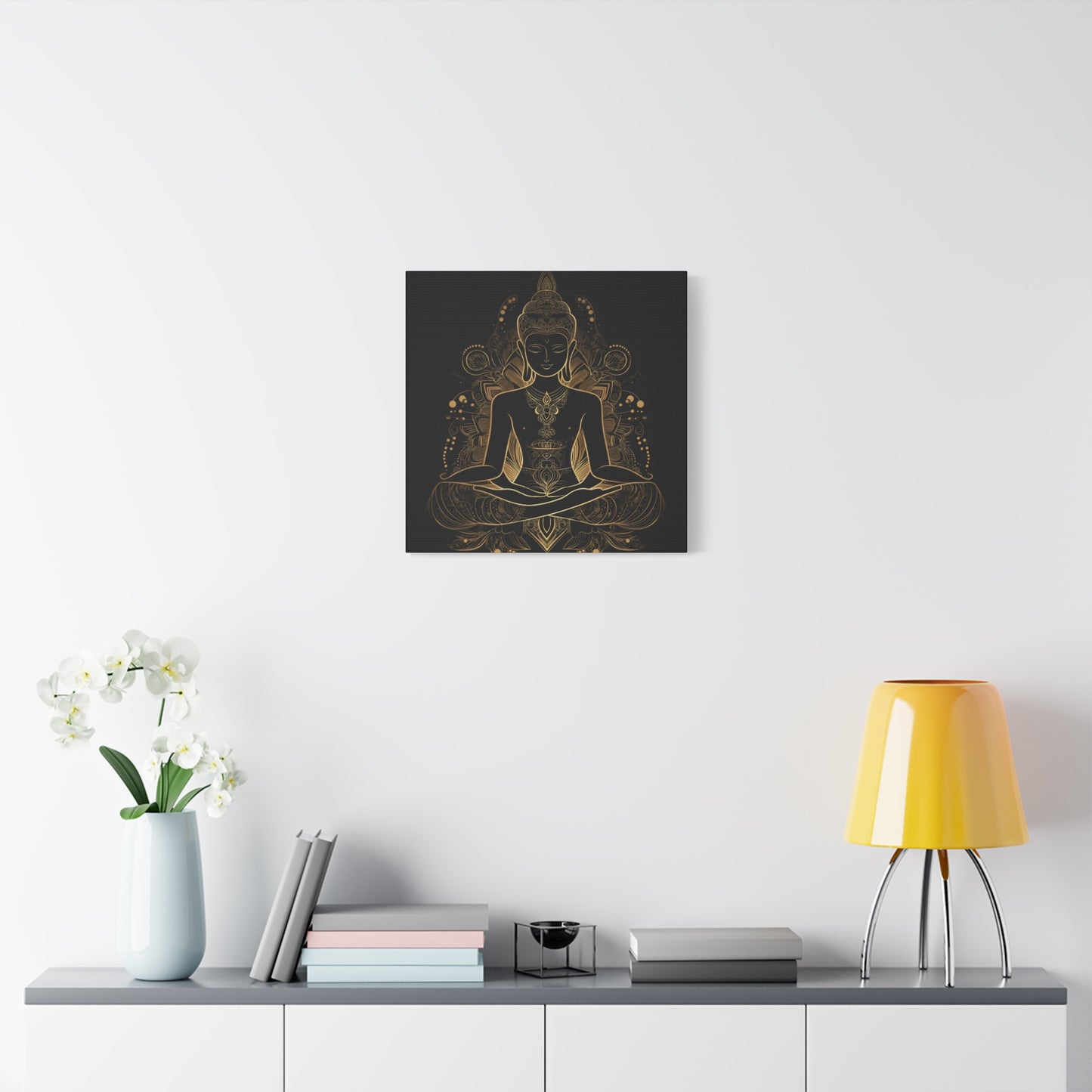 Golden Buddha Meditation Matte Canvas | 1.25" Stretched Wall Art | Mind Glow Retreat