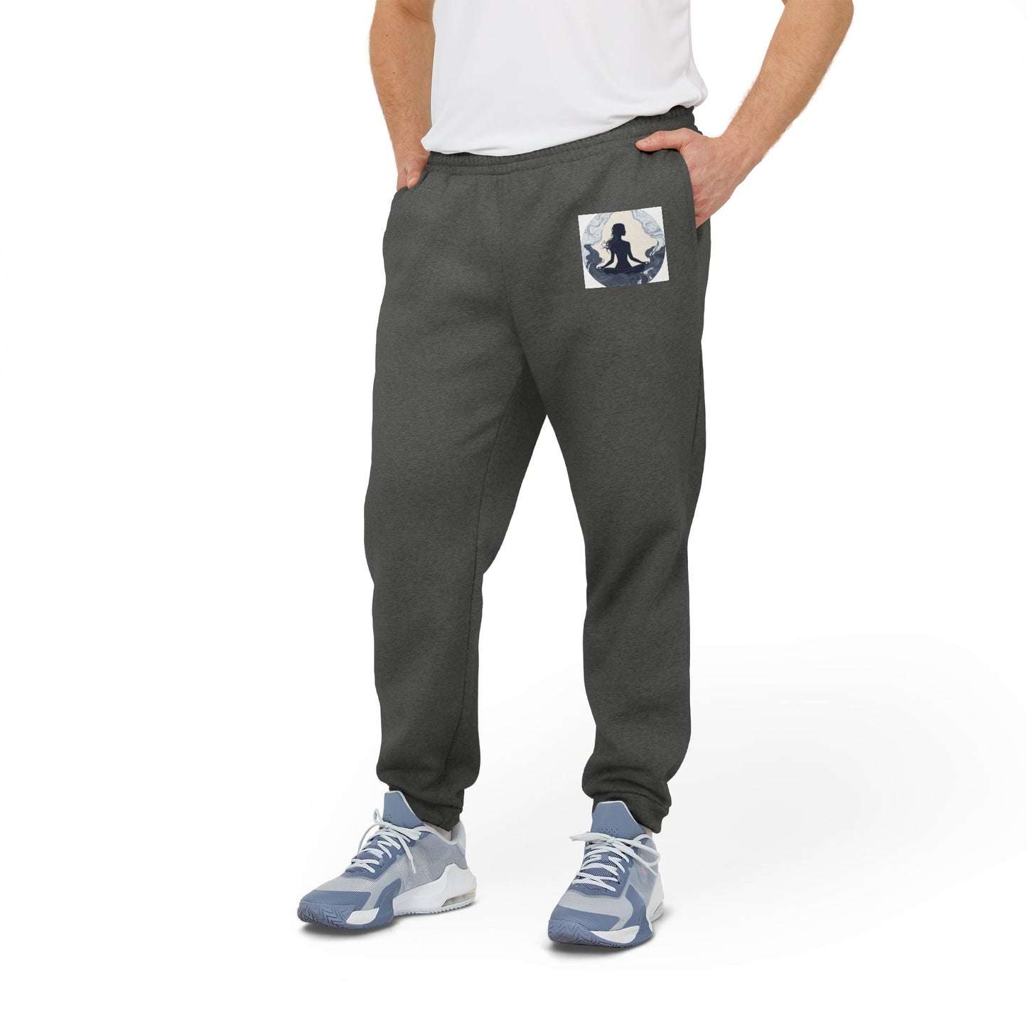 Adidas Fleece Joggers with Meditation Artwork – Sustainable Comfort