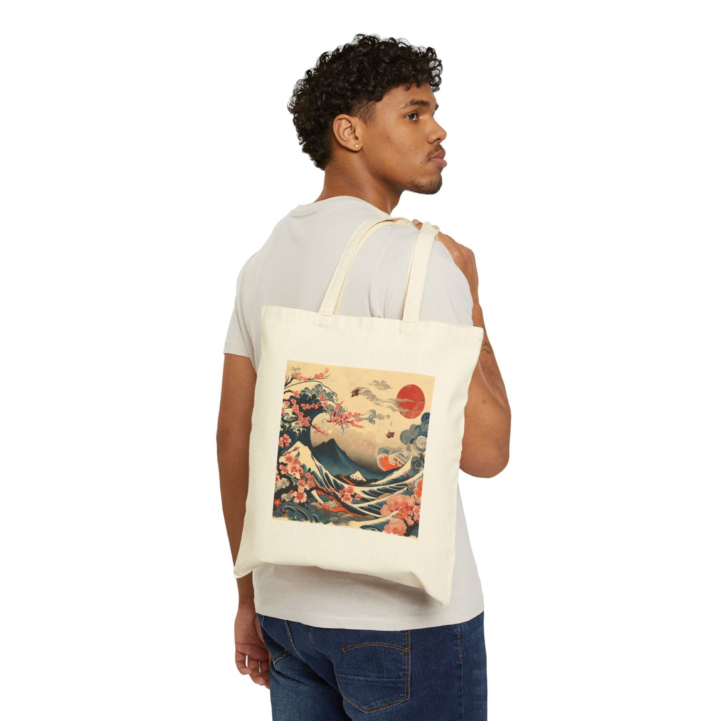 Big Wave Cotton Canvas Tote Bag – Flow with the Waves