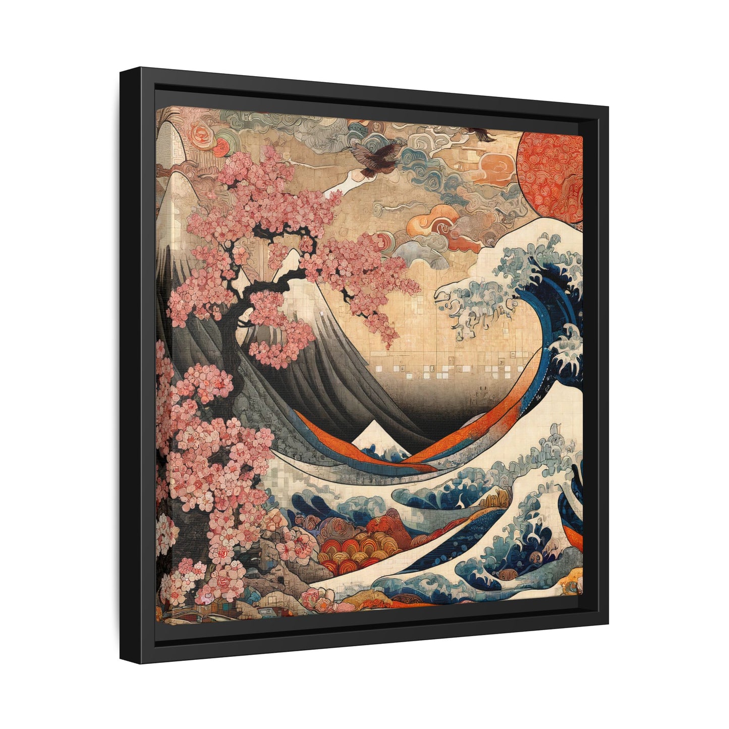 "Big Wave" Framed Matte Canvas – Eco-Friendly Pinewood Frame