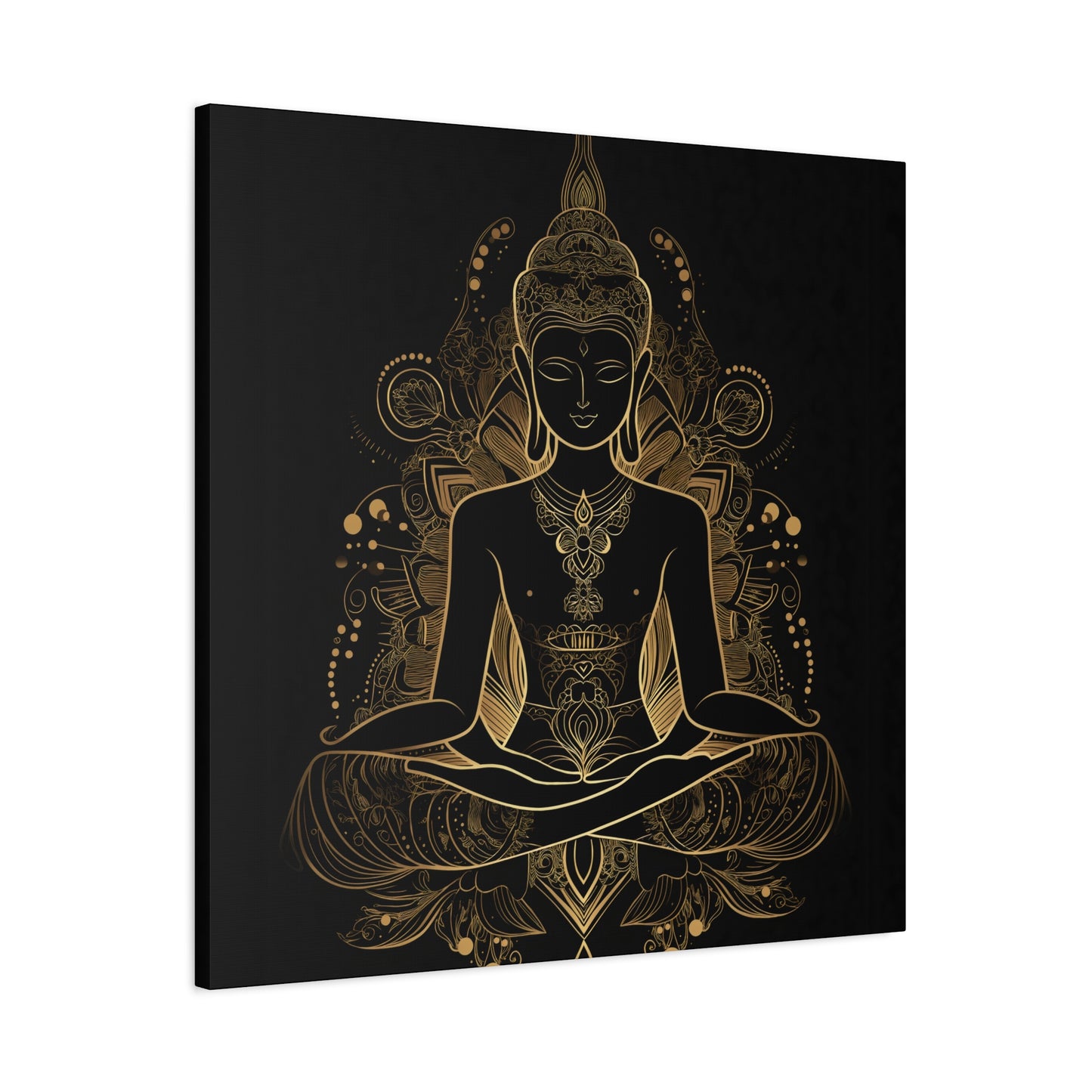 Golden Buddha Meditation Matte Canvas | 1.25" Stretched Wall Art | Mind Glow Retreat