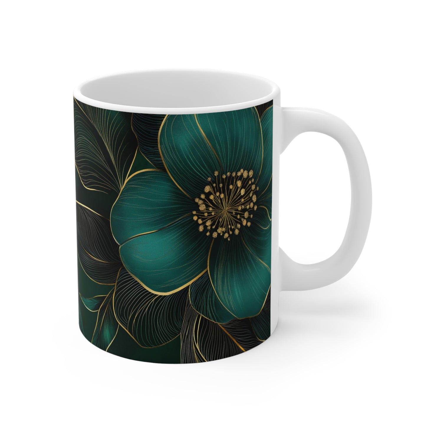 Floral Elegance Ceramic Mug | 11oz | Perfect for Coffee, Tea & More