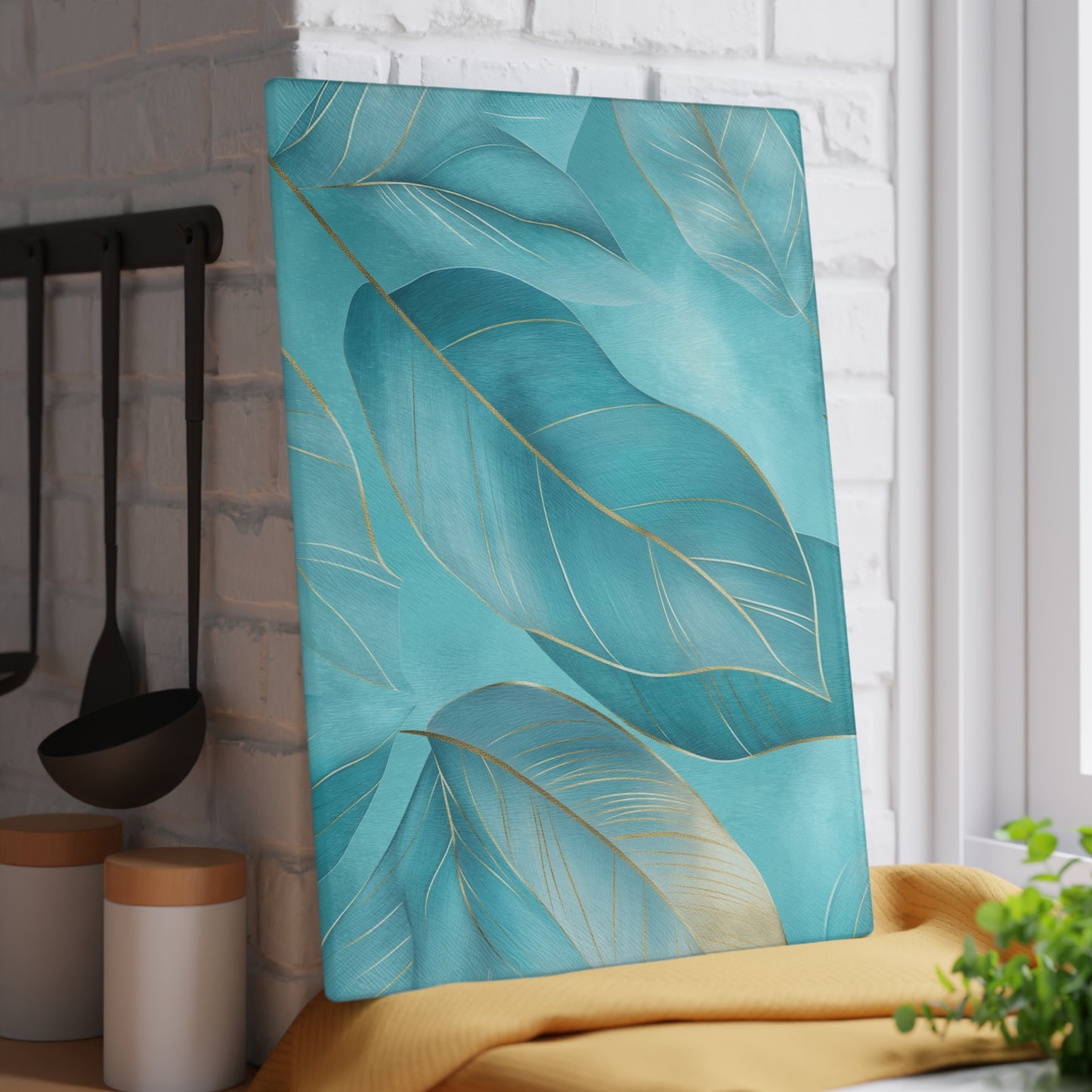 Serene Leaf Glass Cutting Board