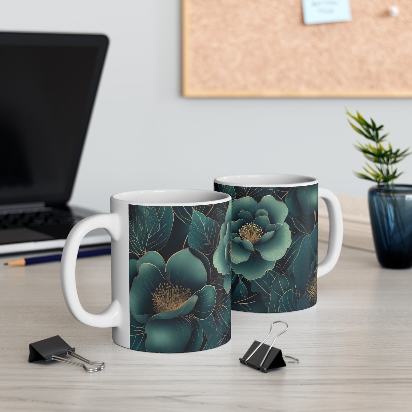 Keramiktasse „Blumene Eleganz“ | 312 ml | Perfekt für Kaffee, Tee und mehr