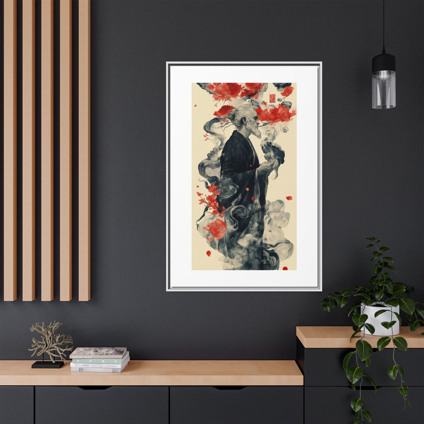 Serenity in Smoke – Zen Monk Framed Canvas Art