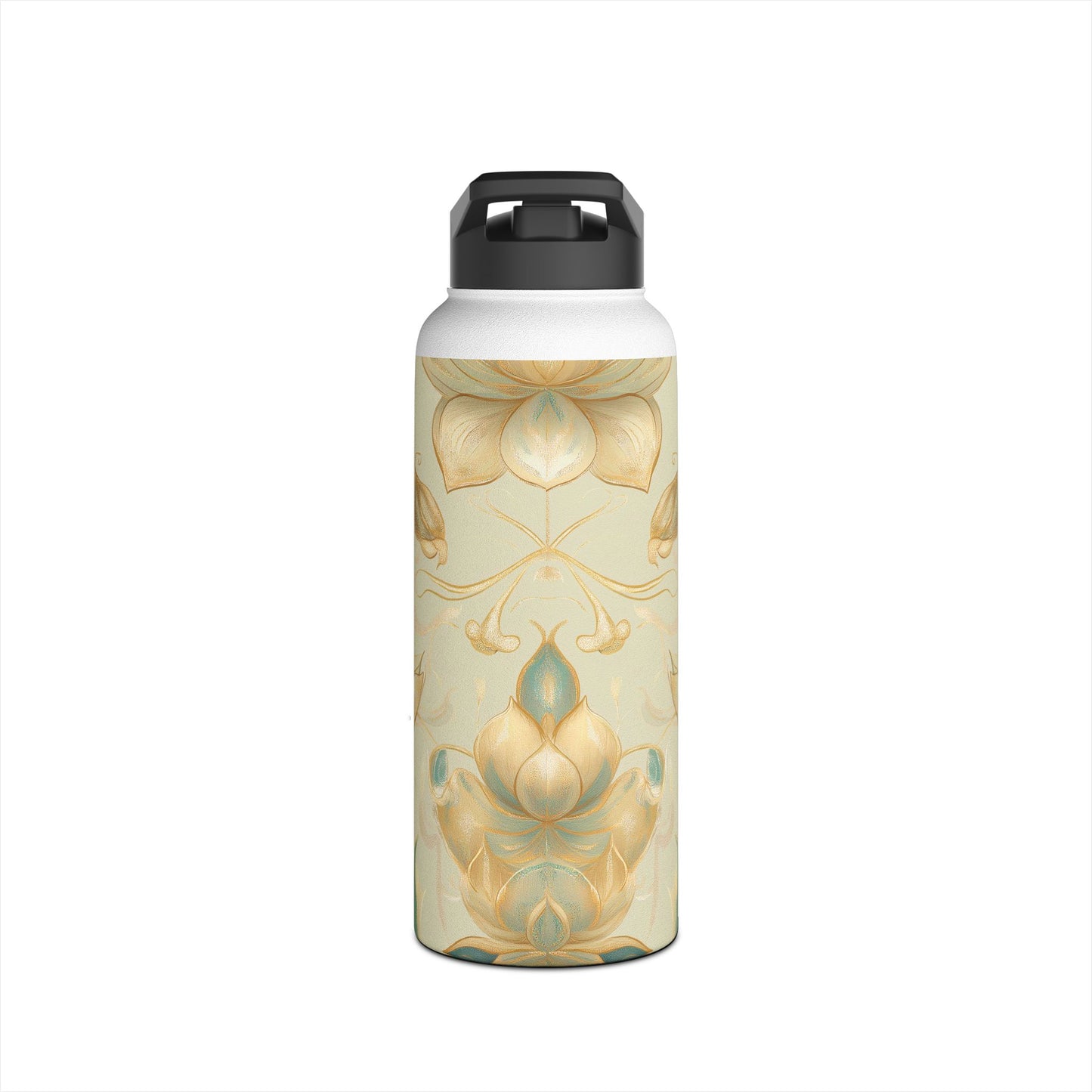 Golden Lotus Stainless Steel Water Bottle | Double-Wall Insulated