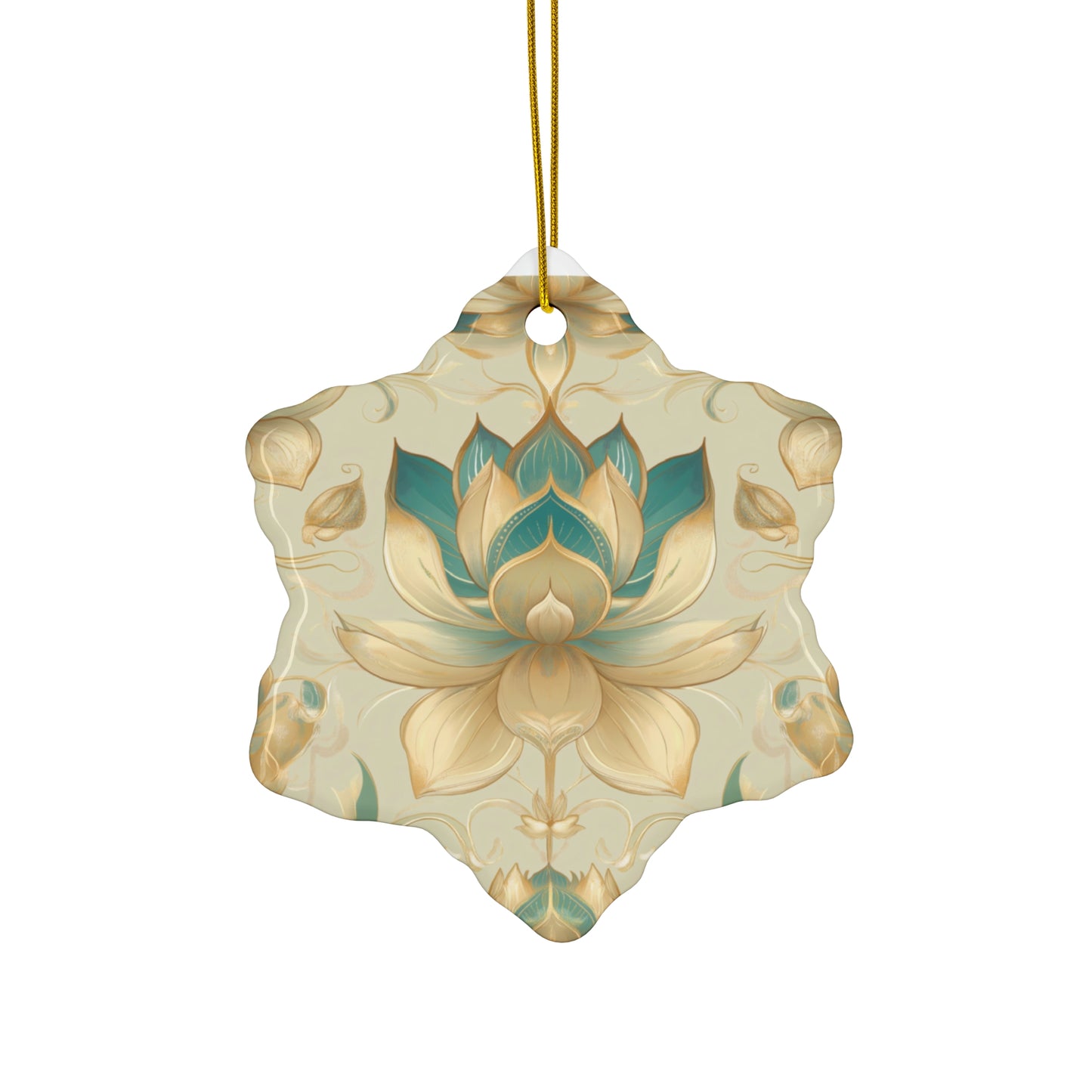 Lotus Blossom Ceramic Christmas Ornament | Star Shape | 4 Shapes Available