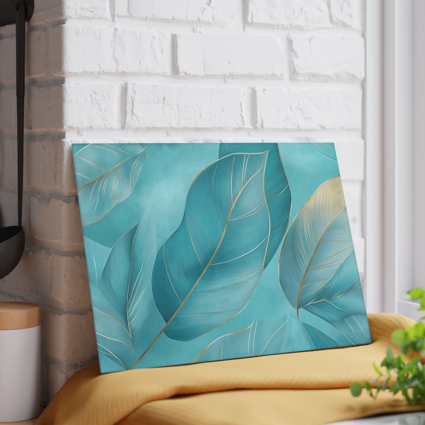 Serene Leaf Glass Cutting Board