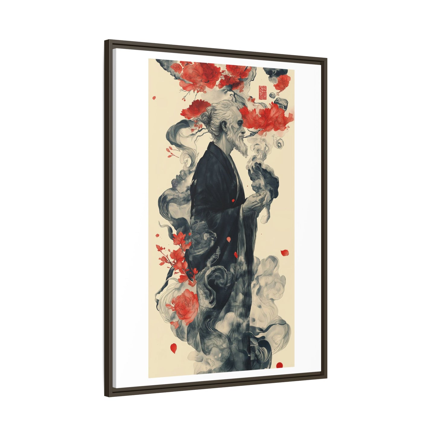 Serenity in Smoke – Zen Monk Framed Canvas Art