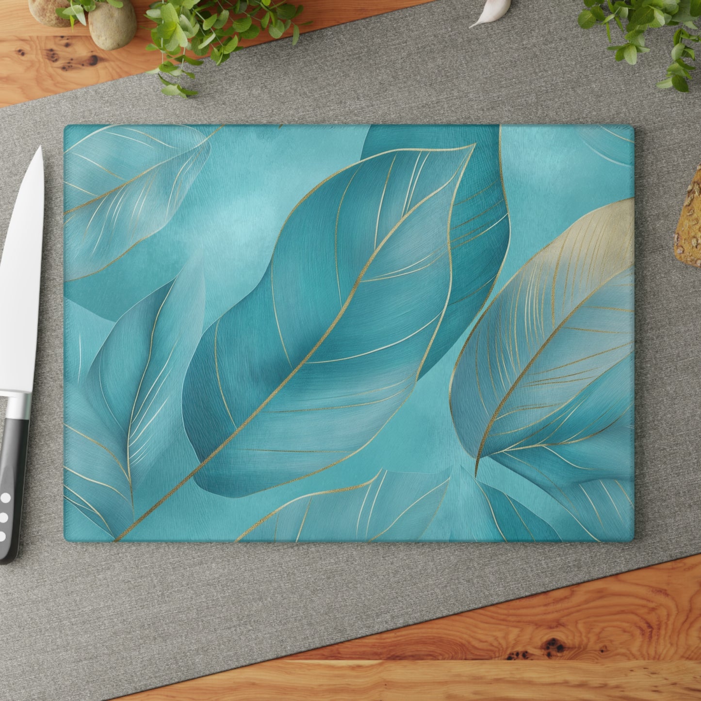 Serene Leaf Glass Cutting Board