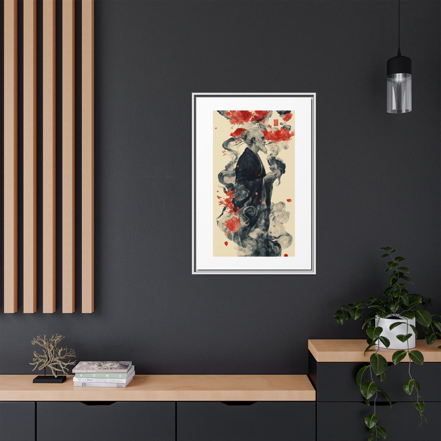 Serenity in Smoke – Zen Monk Framed Canvas Art