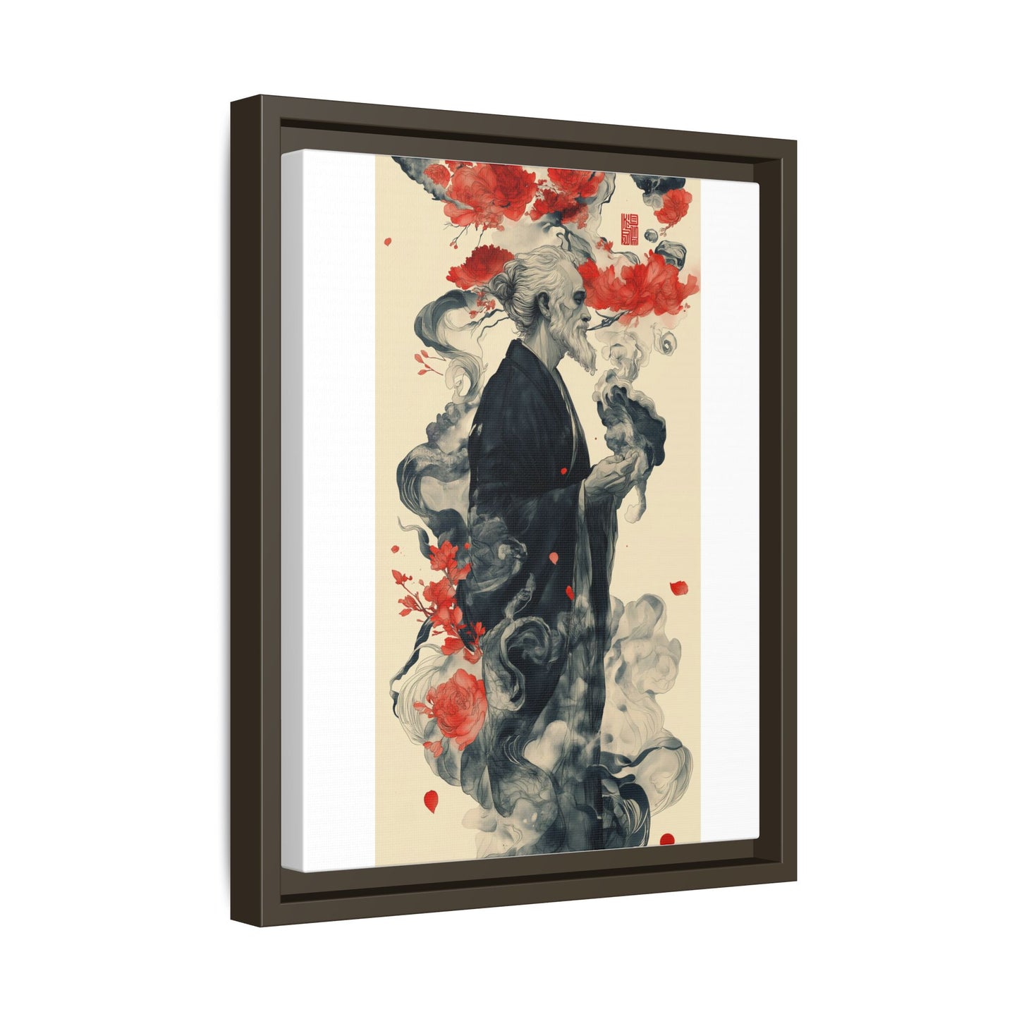 Serenity in Smoke – Zen Monk Framed Canvas Art